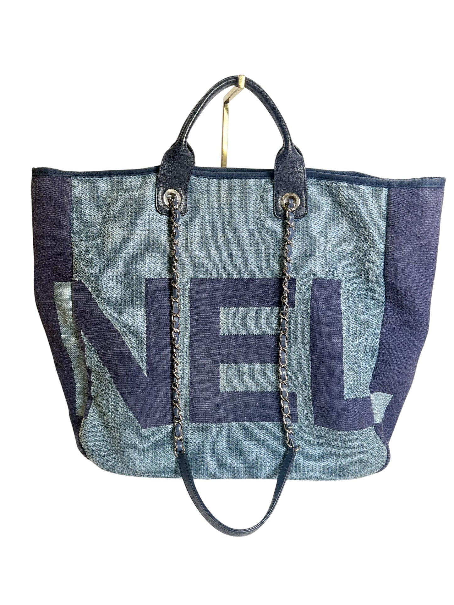 Chanel Blue Raffia Maxi Deauville Shopping Tote T8580