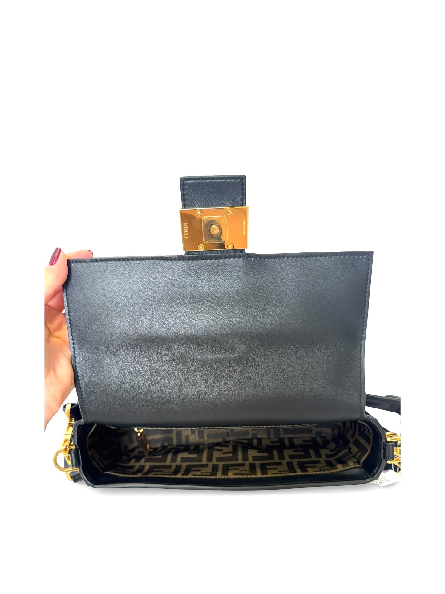 Fendi black pocket baguette
