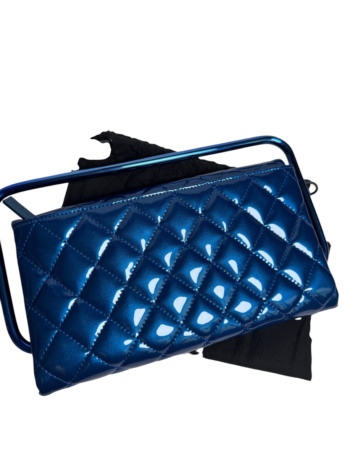 Chanel Metallic Patent Blue Handle T8496