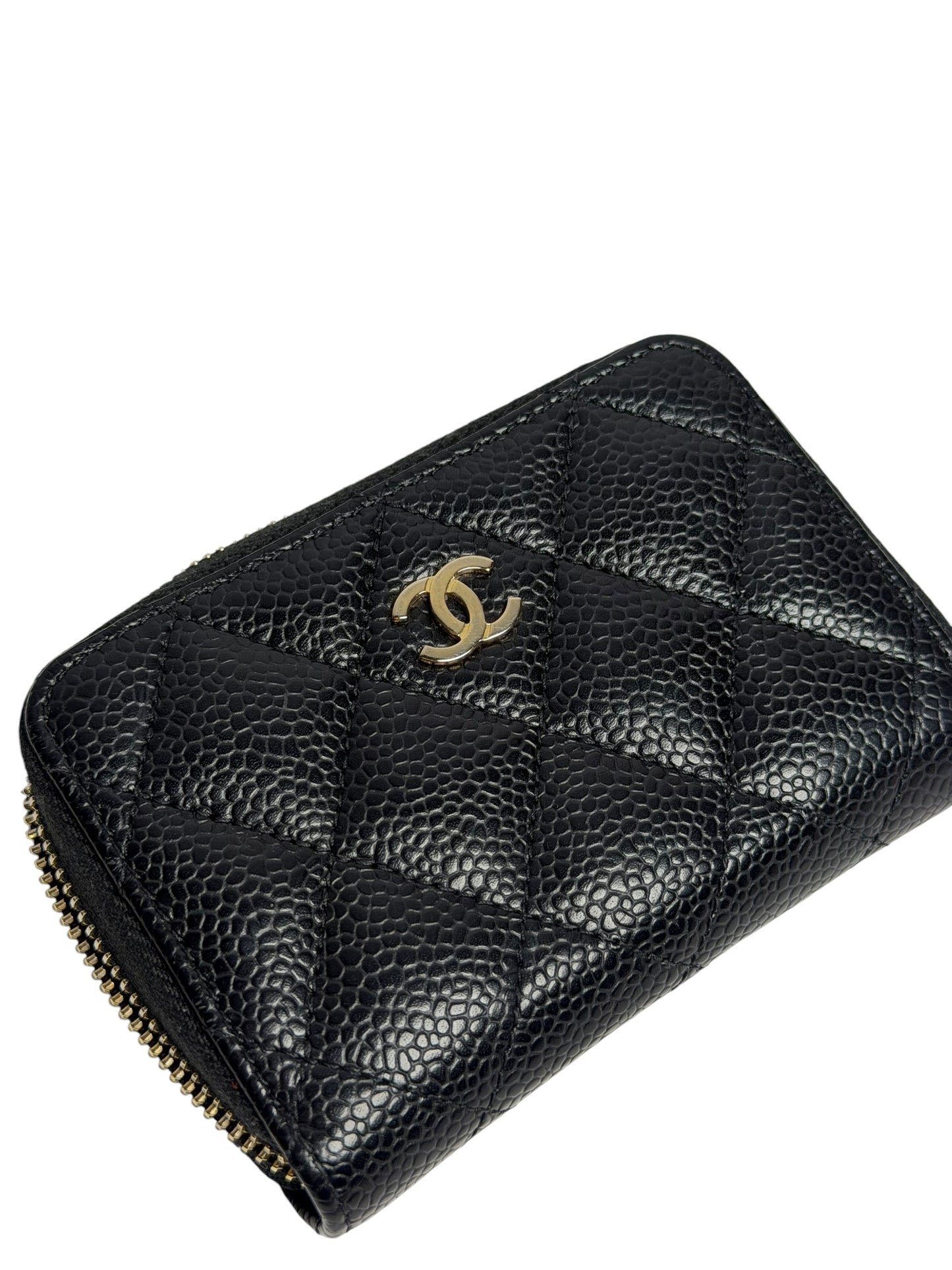 Chanel Quilted Caviar Zip Around Coin Purse Black T8715