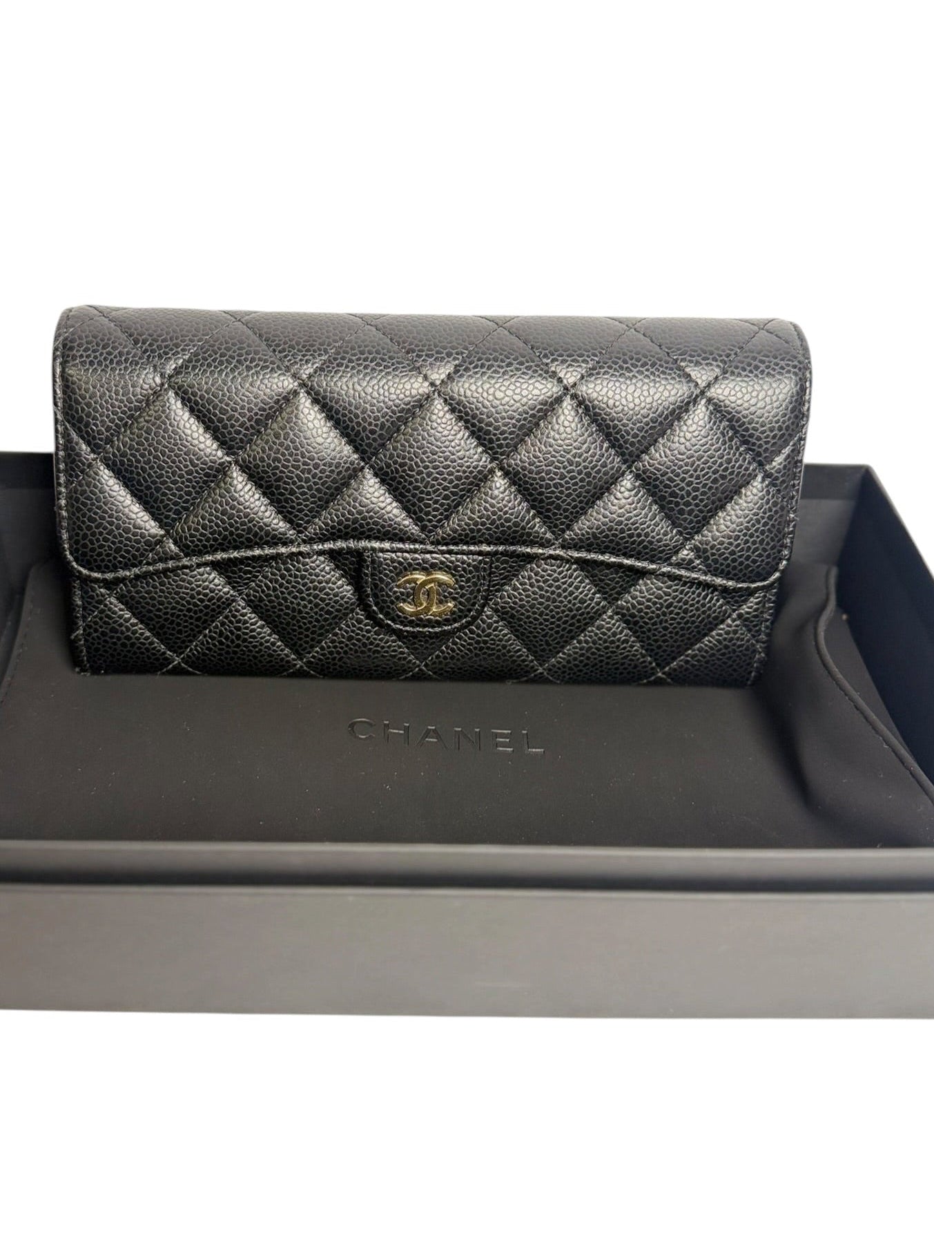Chanel Classic Quilted Long Flap Wallet Black T8713
