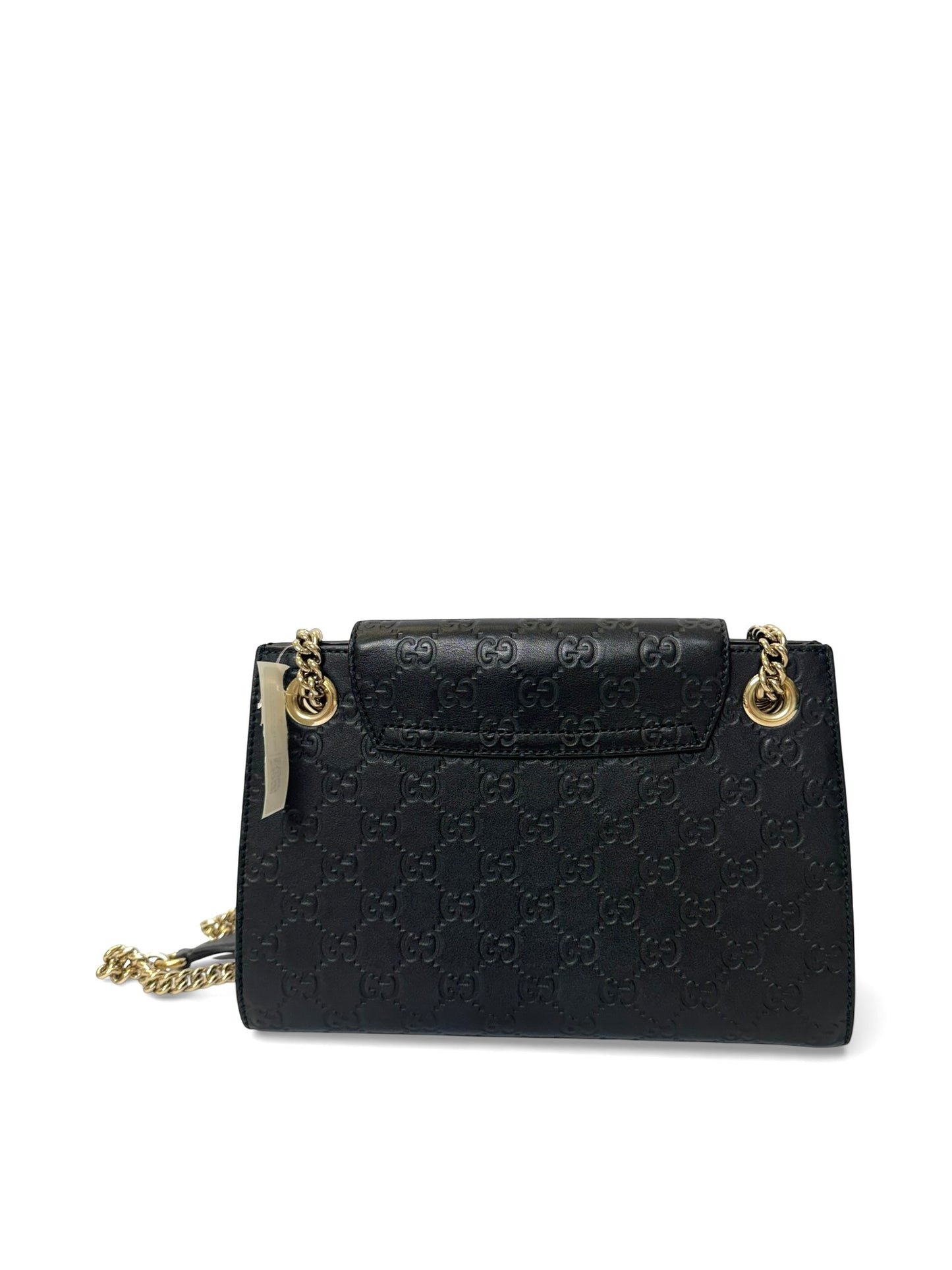 Gucci leather logo embossed black shw