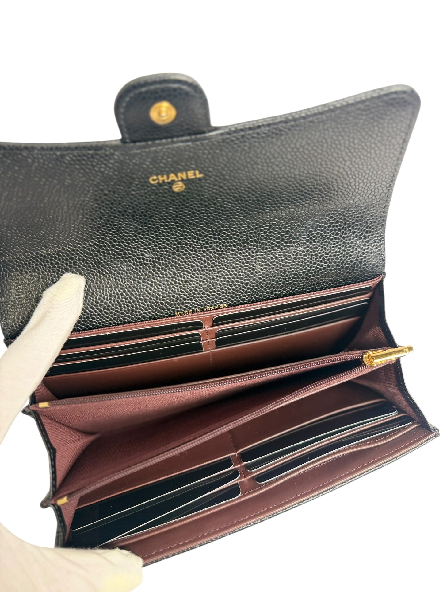 Chanel Classic Quilted Long Flap Wallet Black T8713