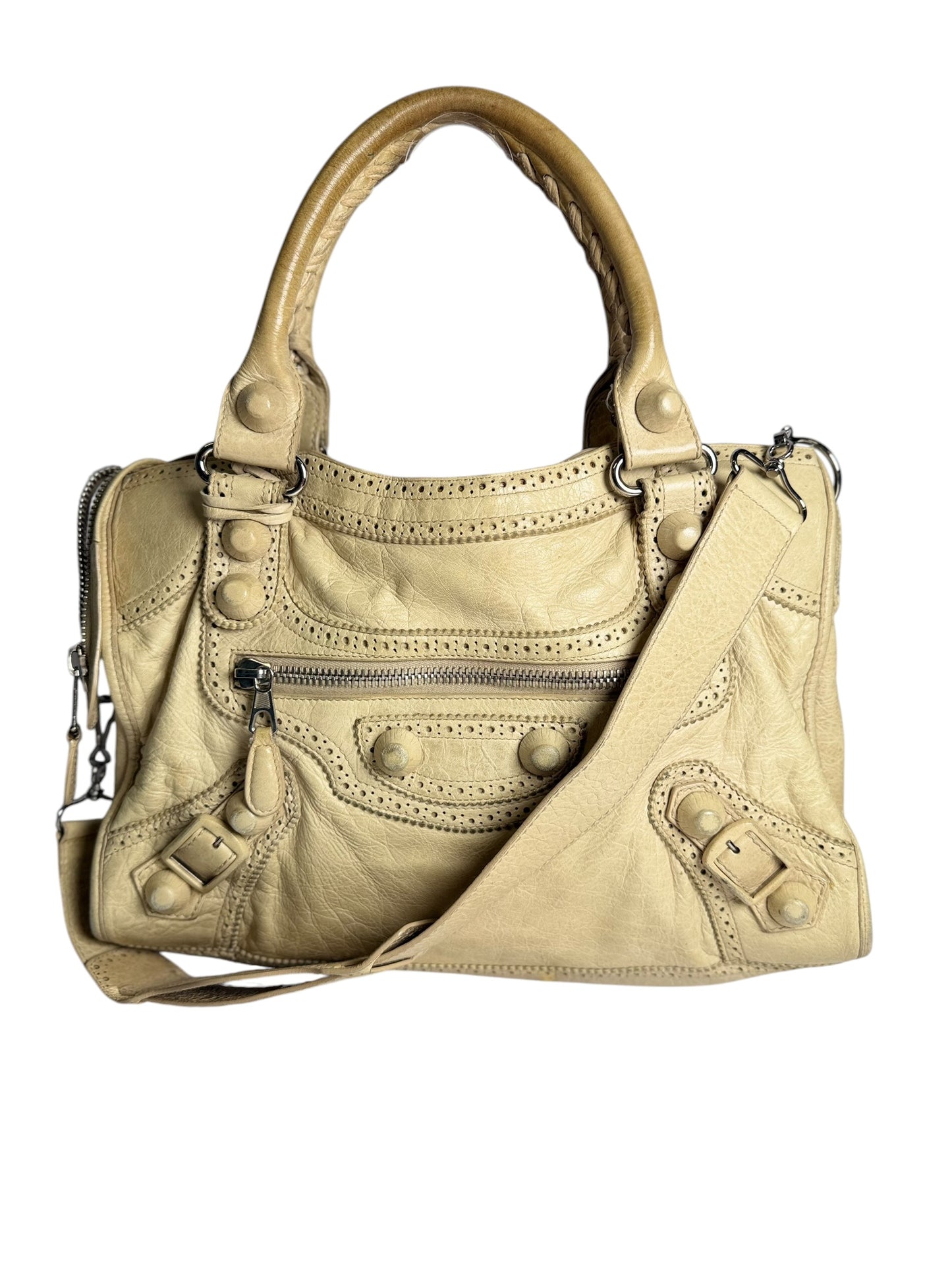 Balenciaga Giant Covered Brogues City Bag Beige T7269