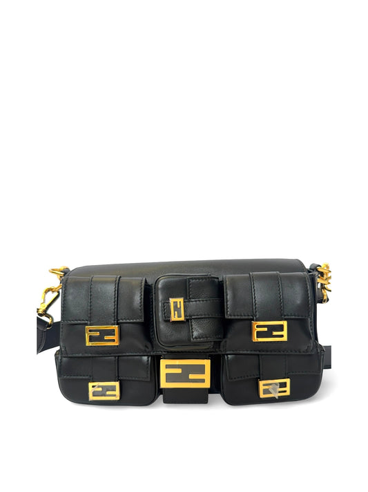 Fendi black pocket baguette