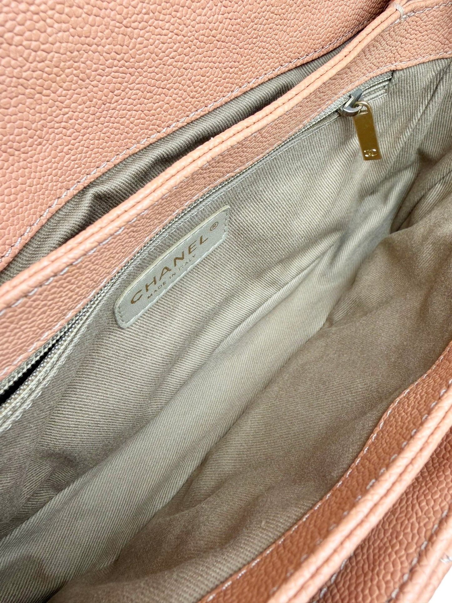 Chanel 2.55 Peach Caviar Medium Flap GHW