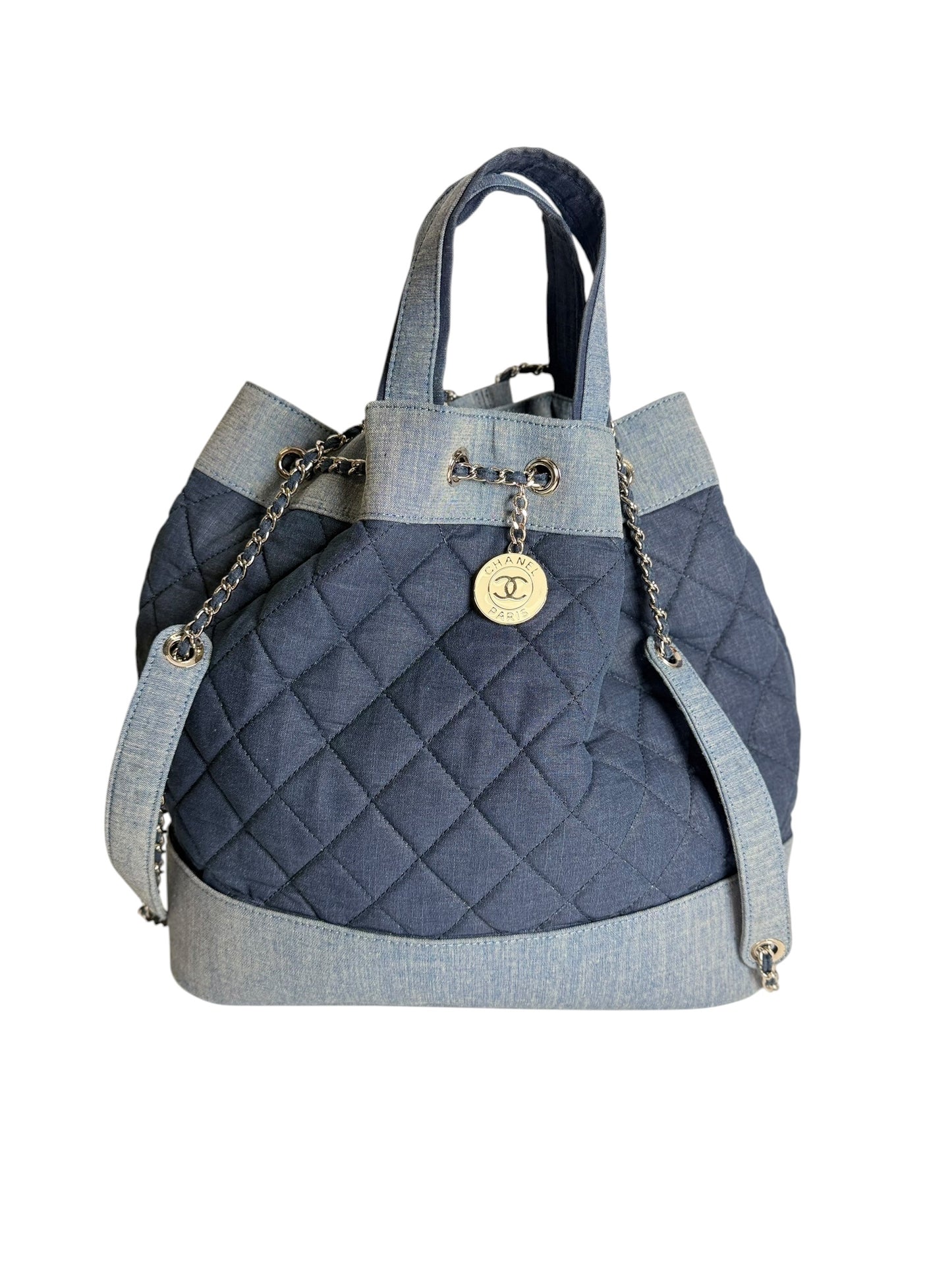 Chanel Quilted Medallion Denim Backpack T7574