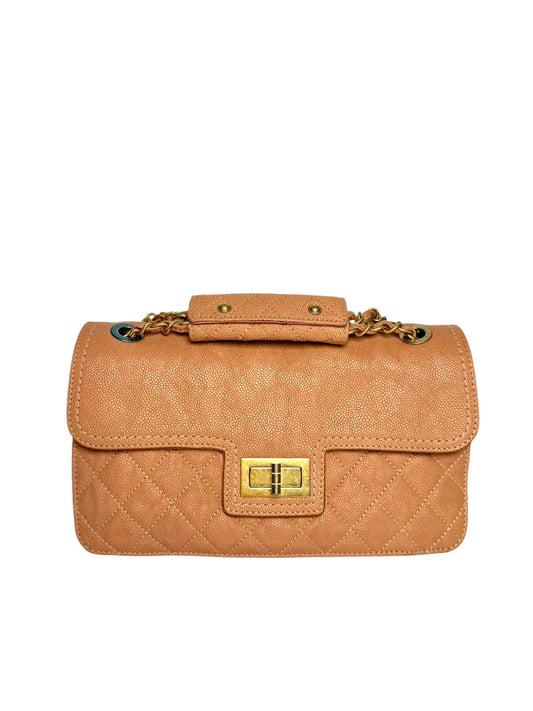 Chanel 2.55 Peach Caviar Medium Flap GHW T7869