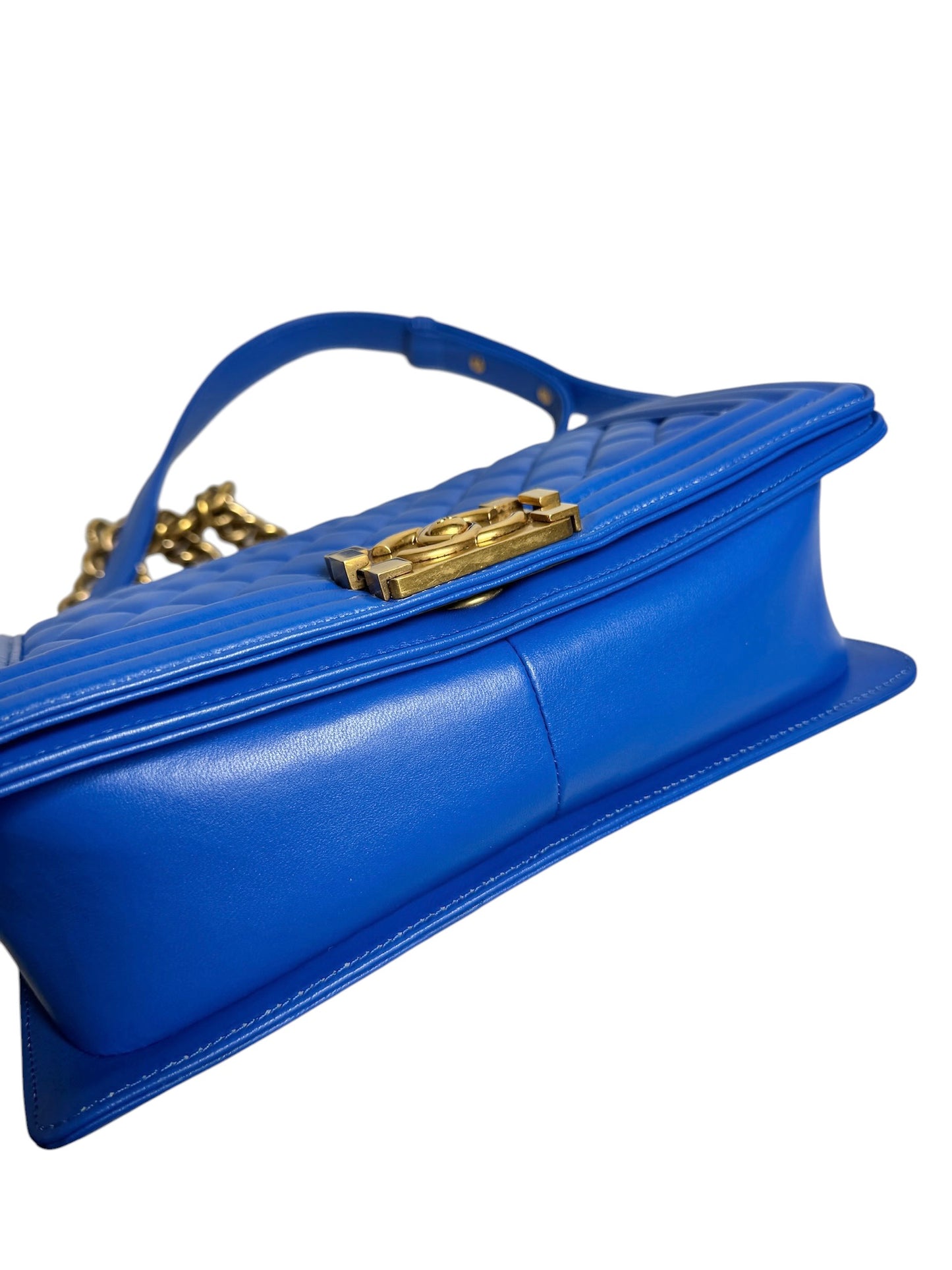 Chanel Blue Quilted Medium Boy Bag GHW