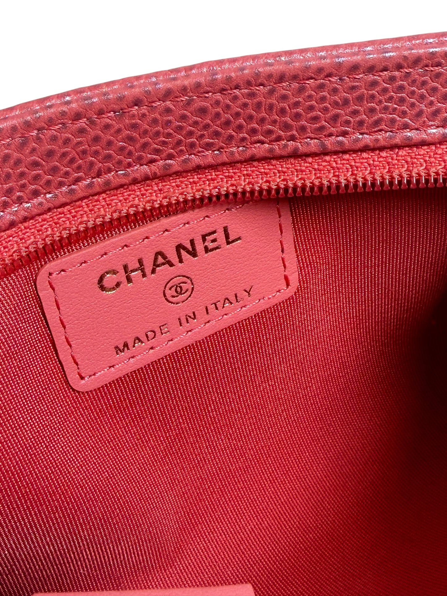 Chanel CC Zip Cosmetic Pouch Red T8576