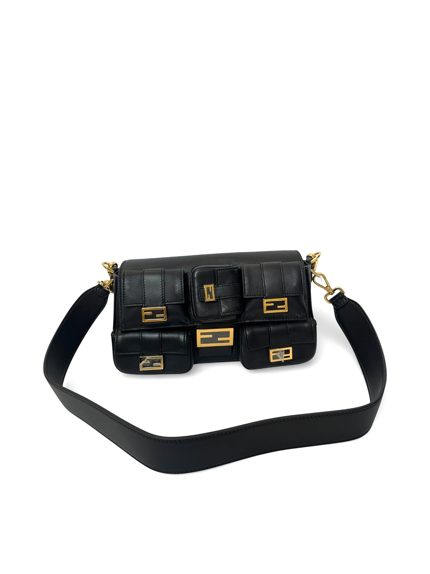 Fendi black pocket baguette