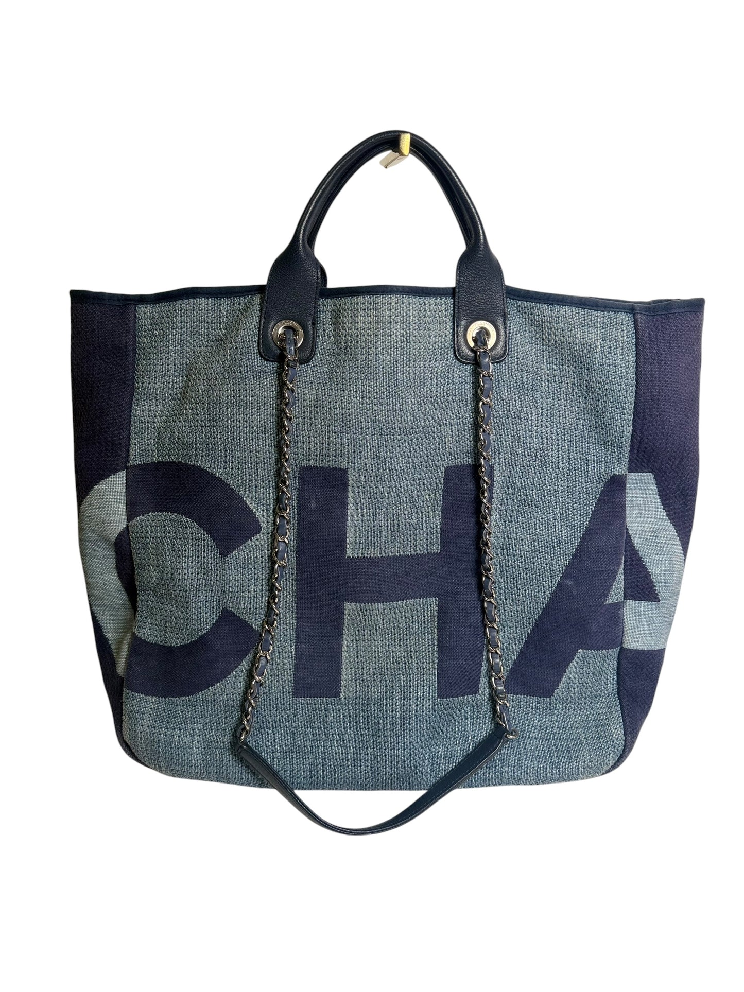 Chanel Blue Raffia Maxi Deauville Shopping Tote T8580