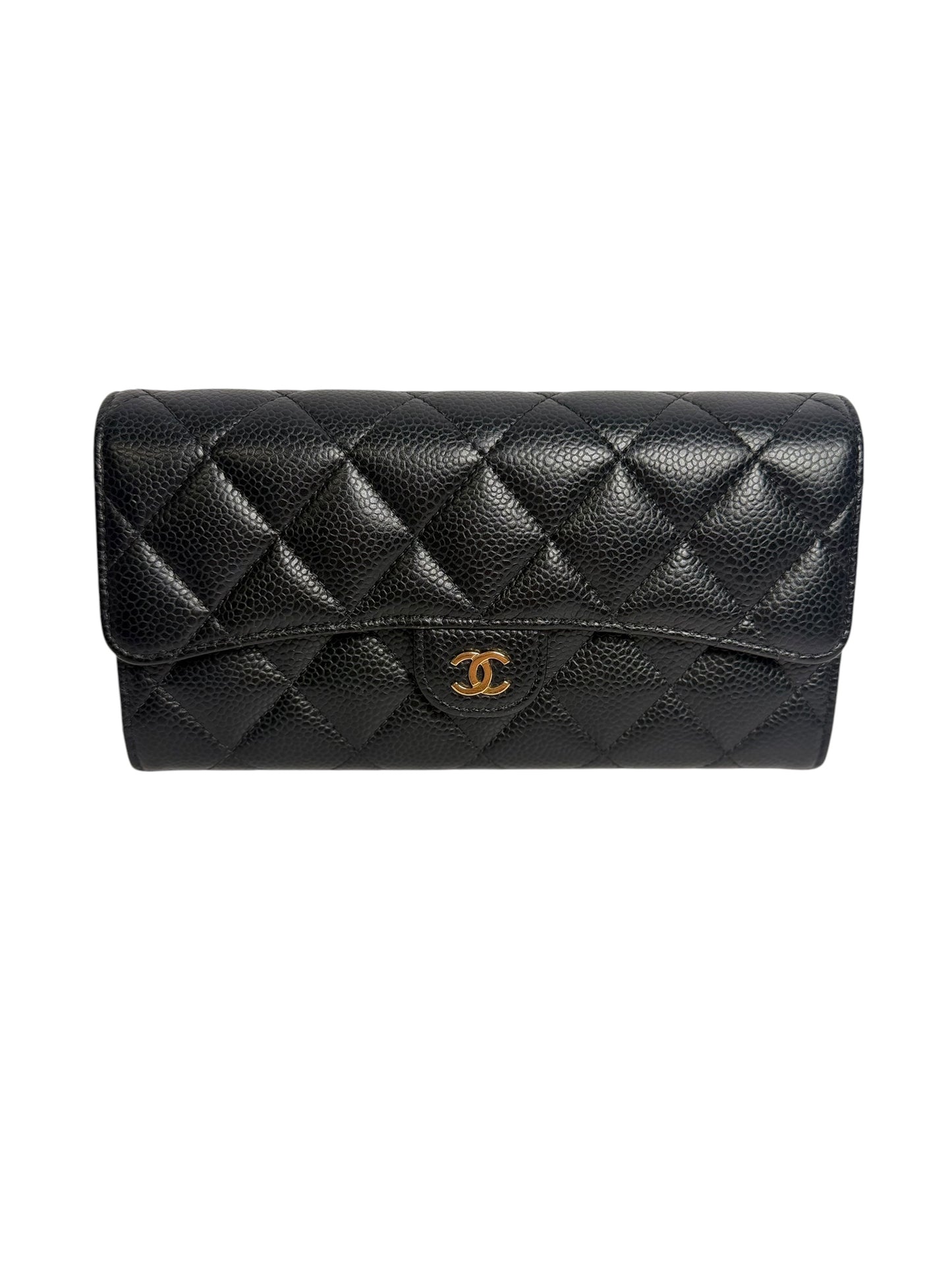 Chanel Classic Quilted Long Flap Wallet Black T8713