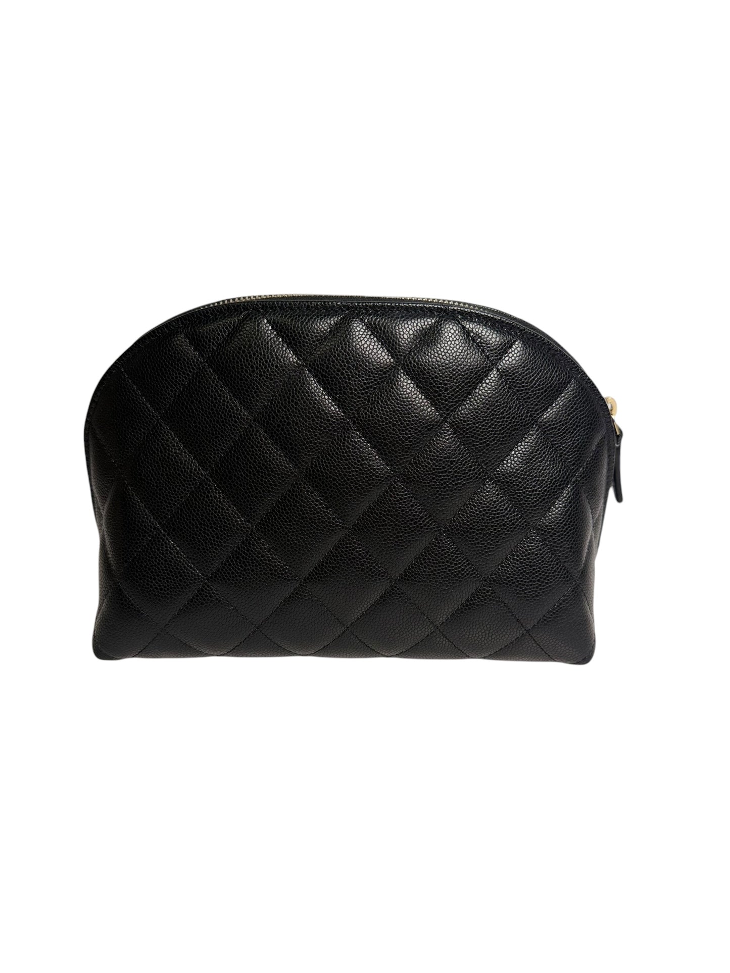 Chanel Quilted Caviar Cosmetic Pouch Black Large T8718
