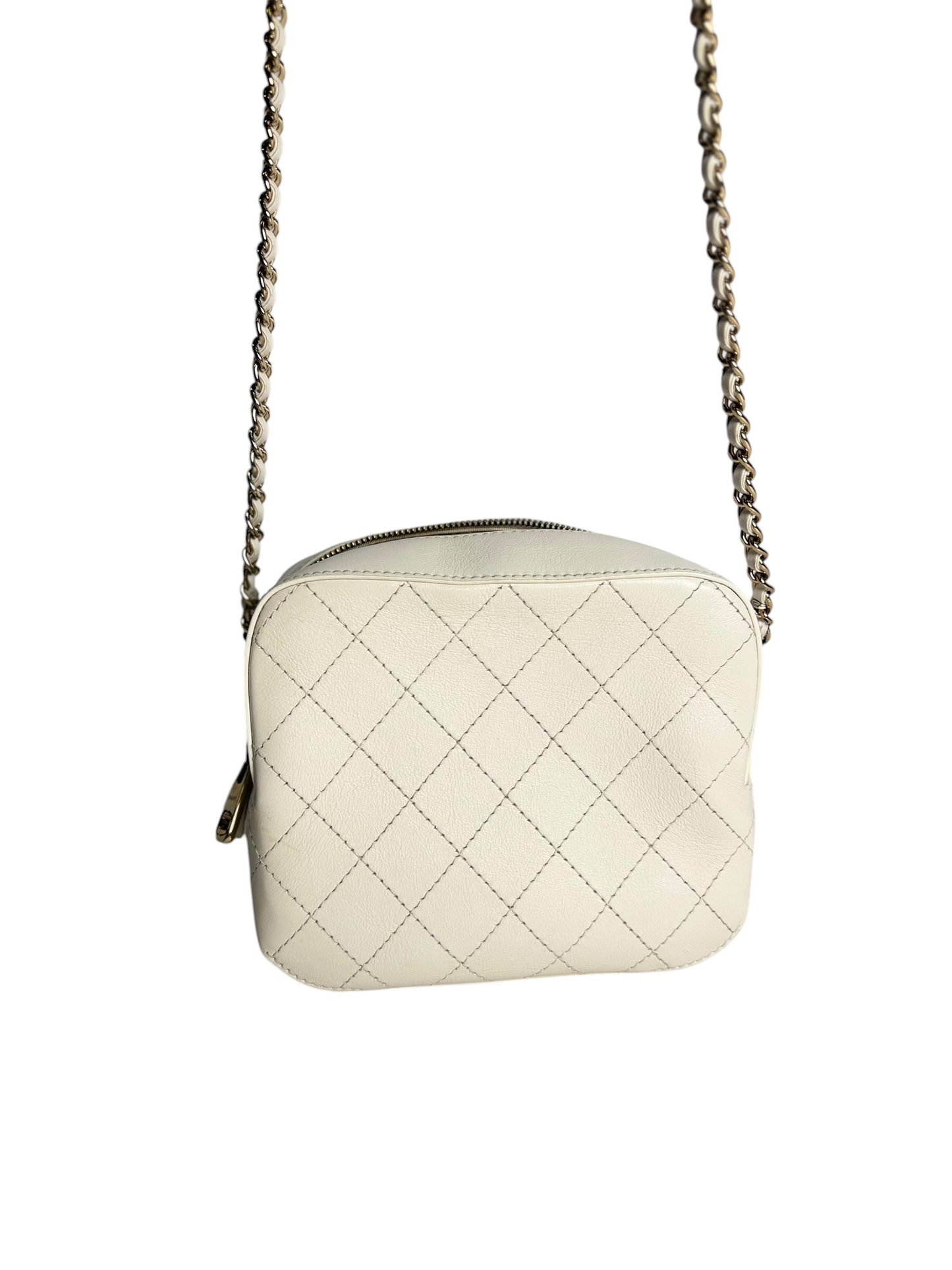 Chanel Quilted CC Camera Bag White T8621