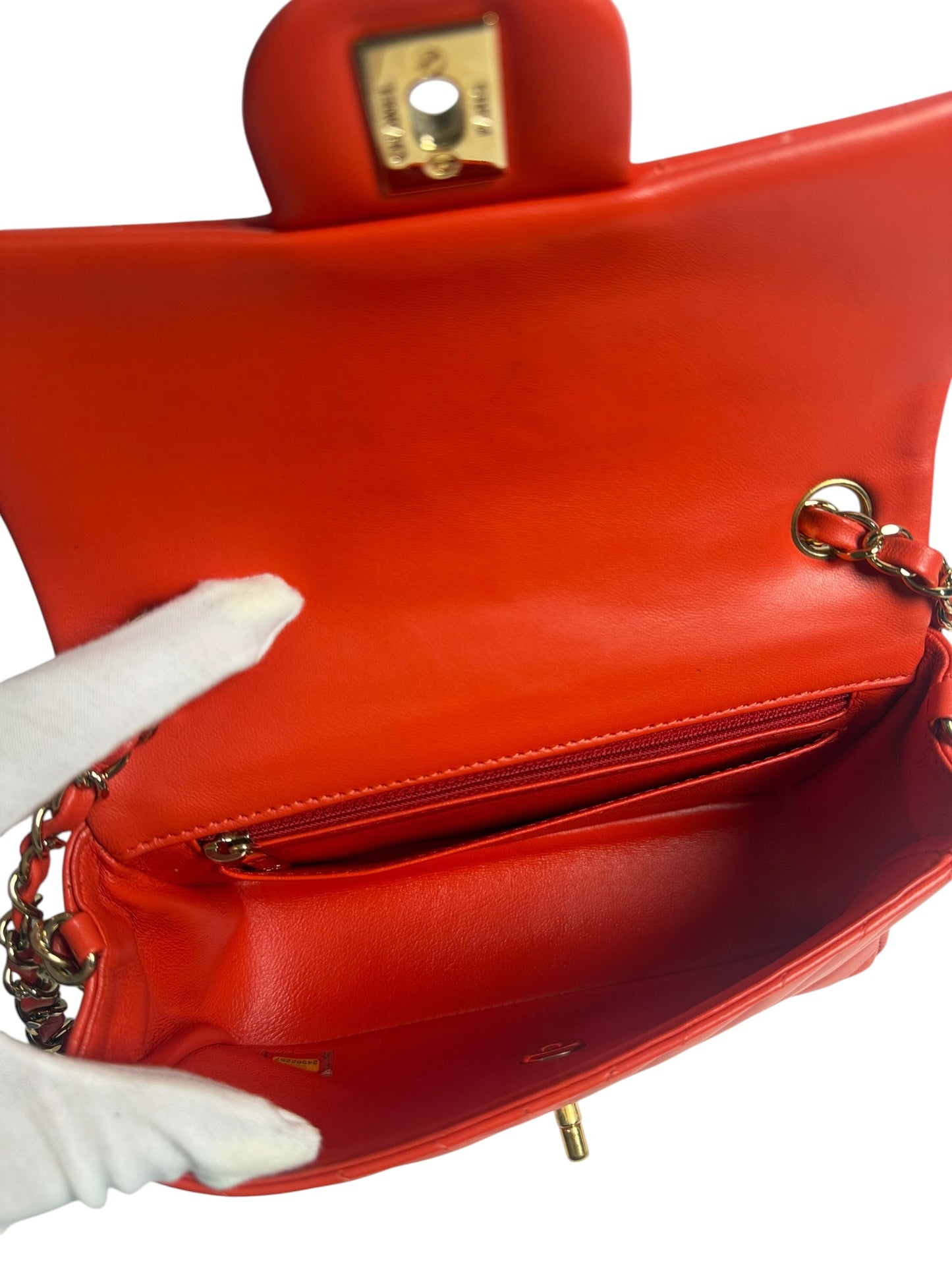 Chanel Chevron Quilted Mini Flap Bag Red T8619