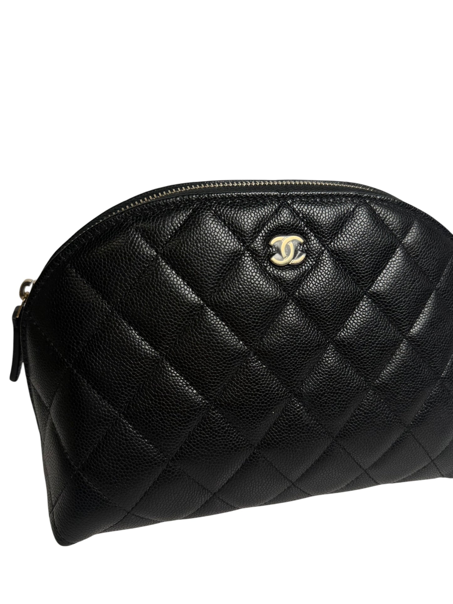 Chanel Quilted Caviar Cosmetic Pouch Black Large T8718