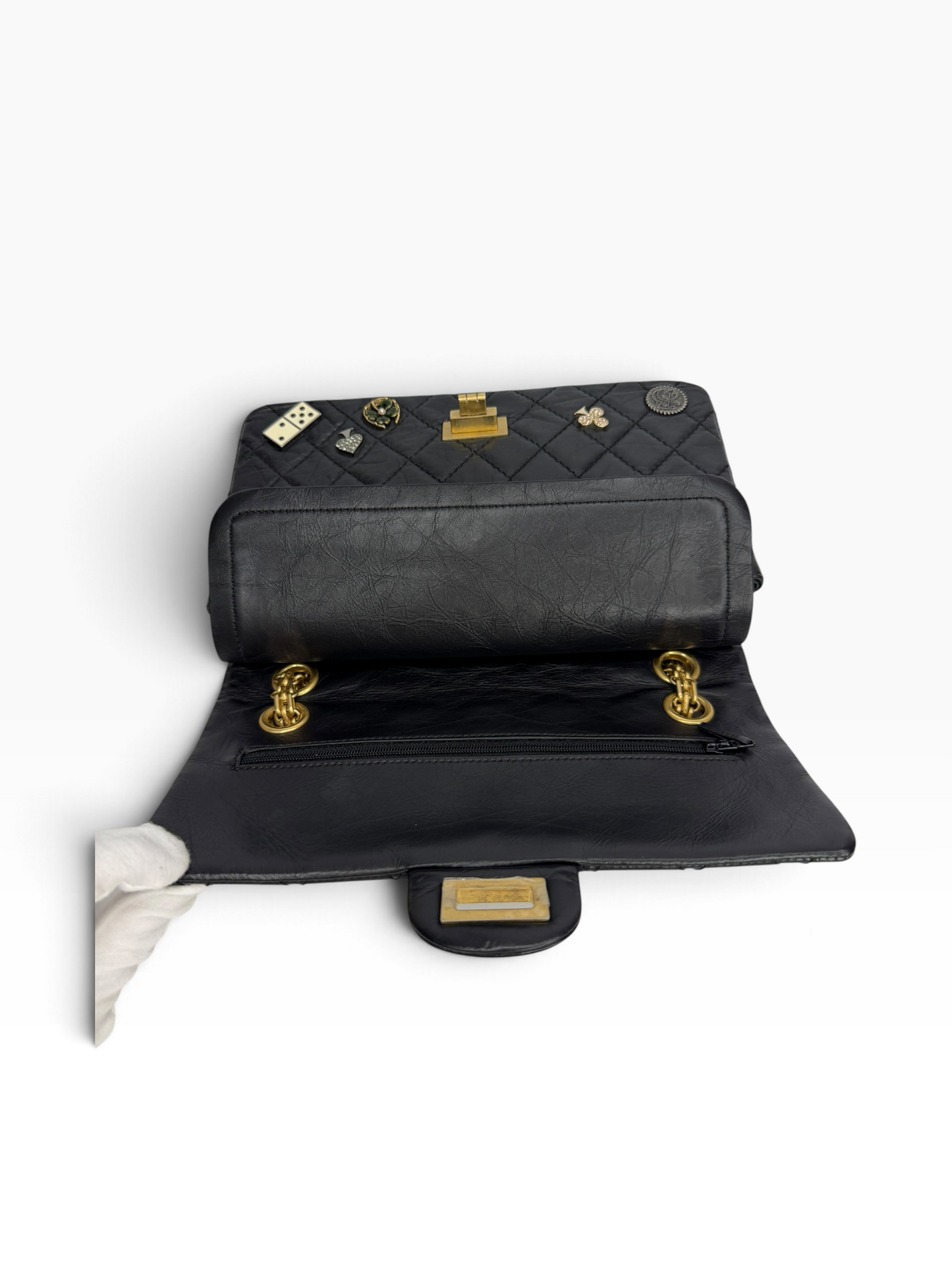 Chanel Casino Lucky Charm medium reissue black ghw t8781