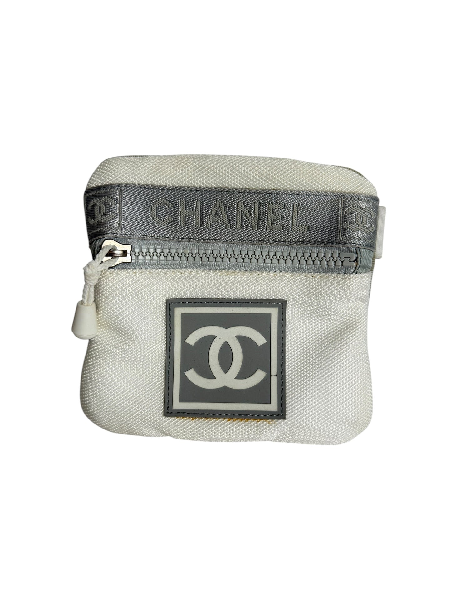 Chanel White Sport Line Canvas Waist Belt Bag T3918