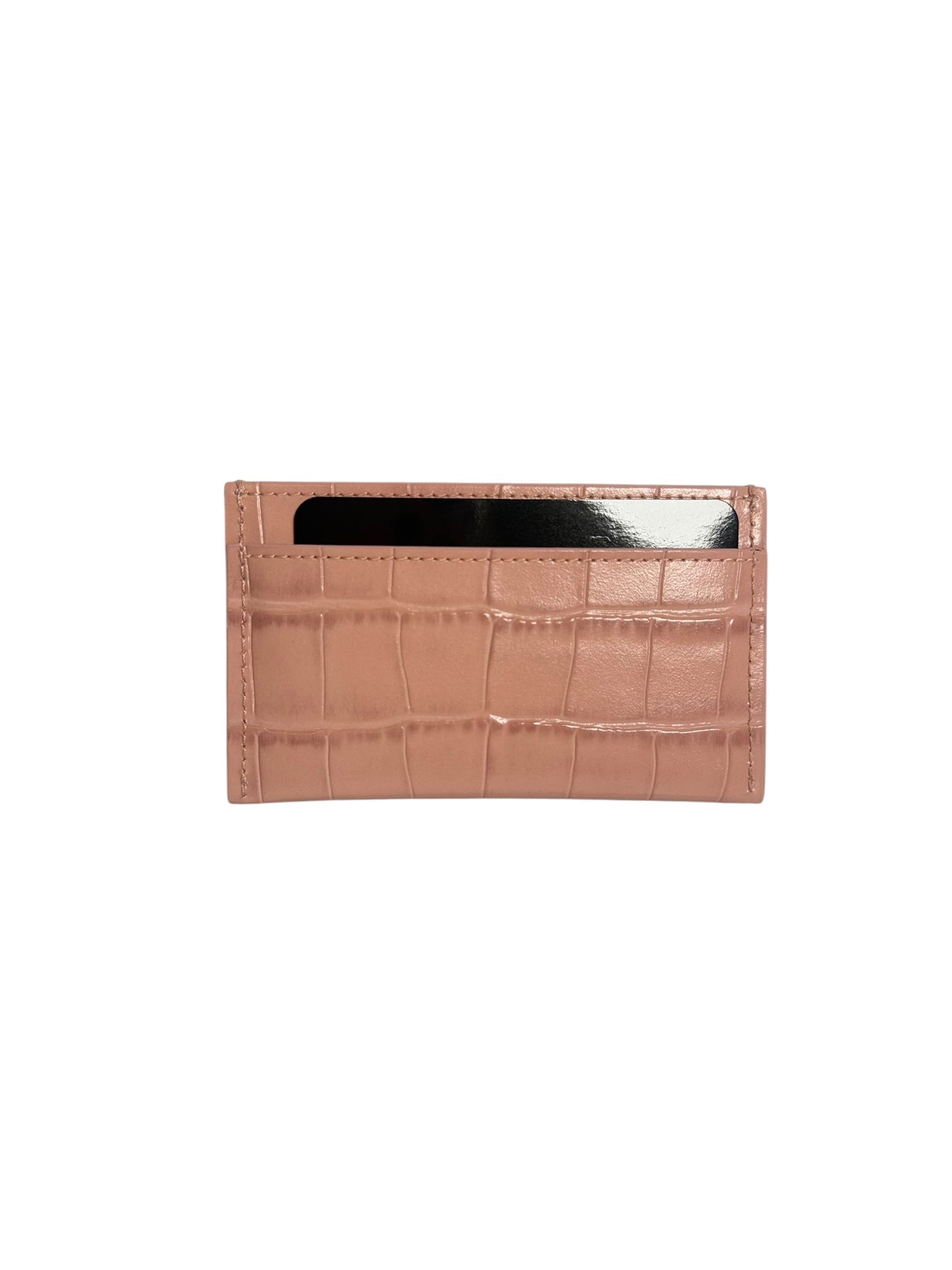 Chanel Croc Embossed Card Holder Pink T8275
