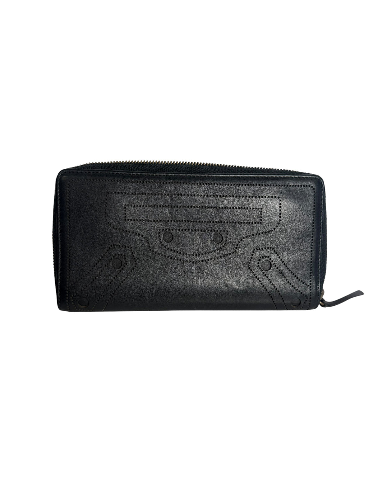 Balenciaga Black Leather Continental Zip Wallet T8431
