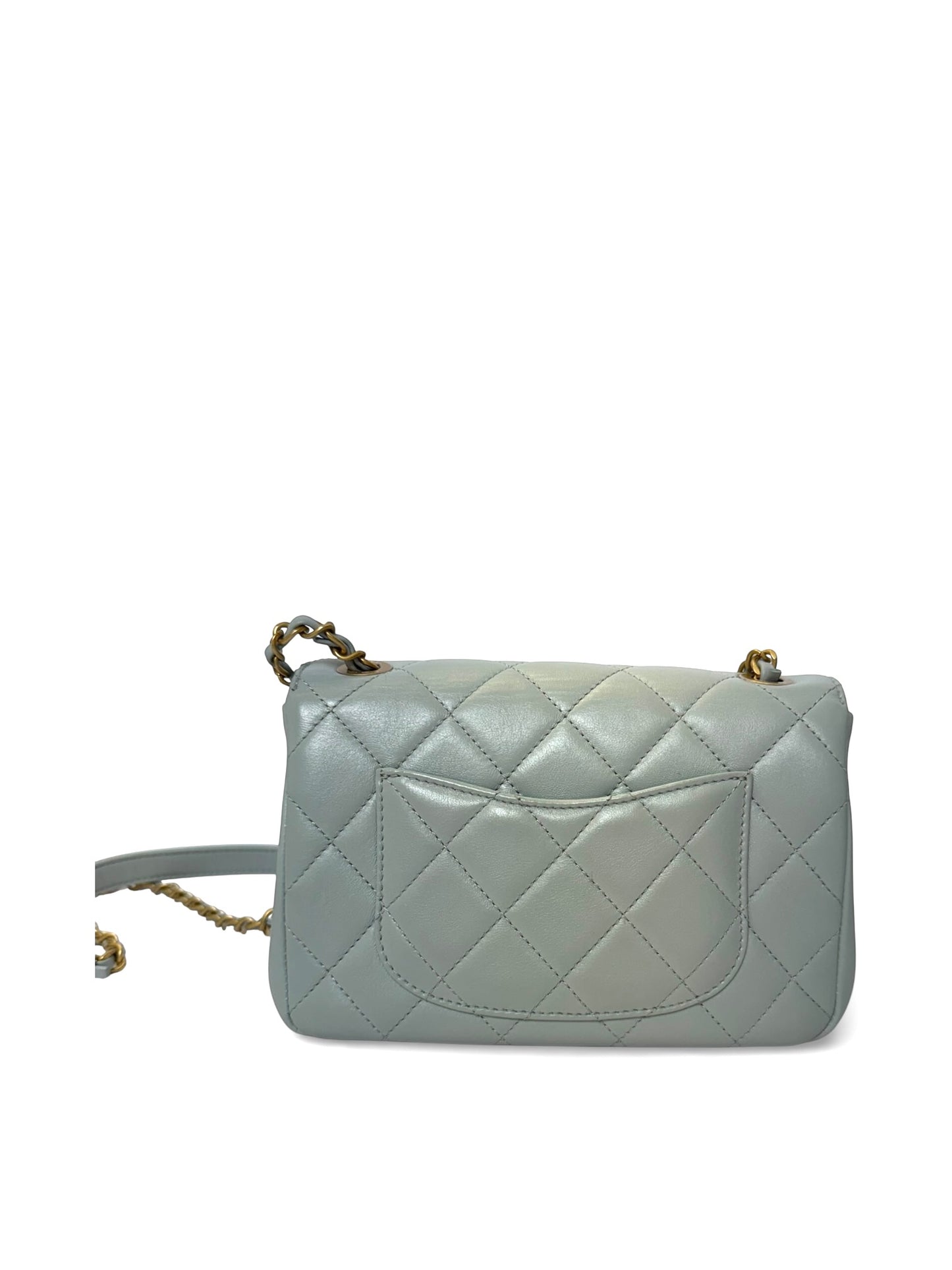 Chanel grey charm mini classic flap