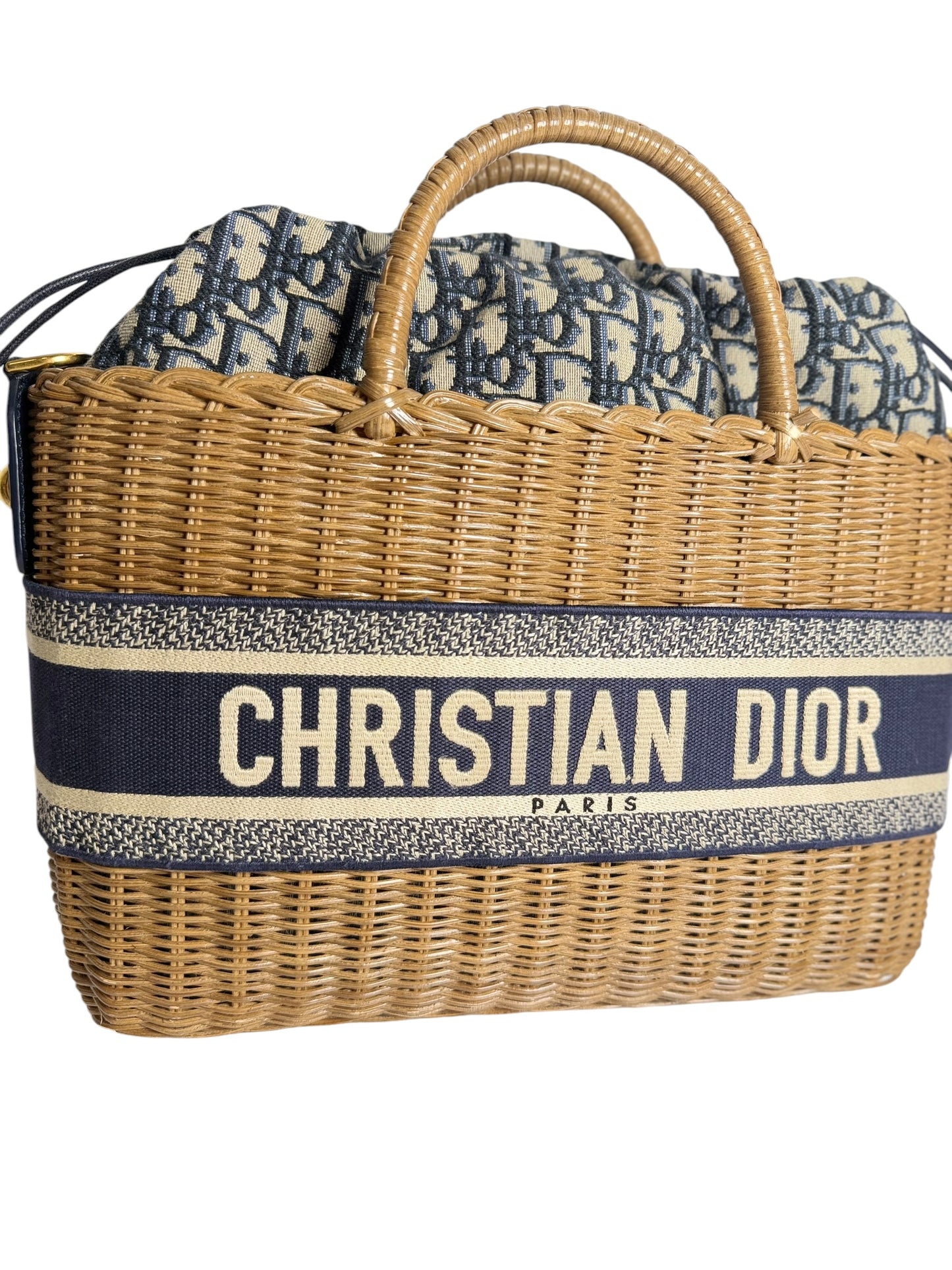 Dior Oblique Wicker Basket Bag Brown T8620