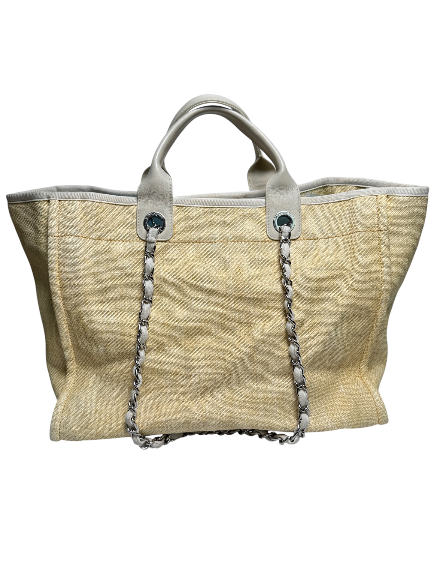 Chanel Deauville Canvas Yellow Tote T8493