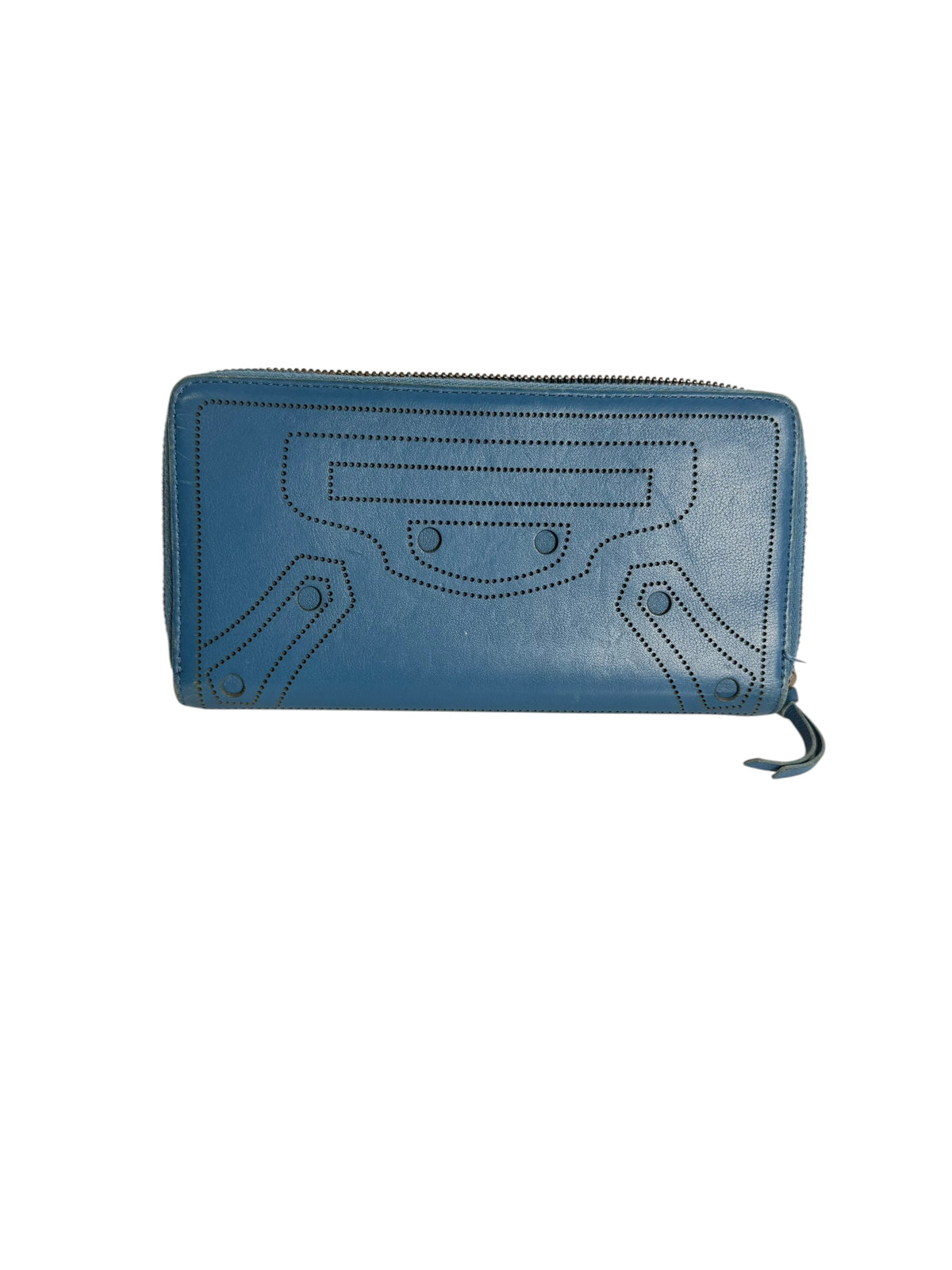 Balenciaga Blue Leather Continental Zip Wallet T8429