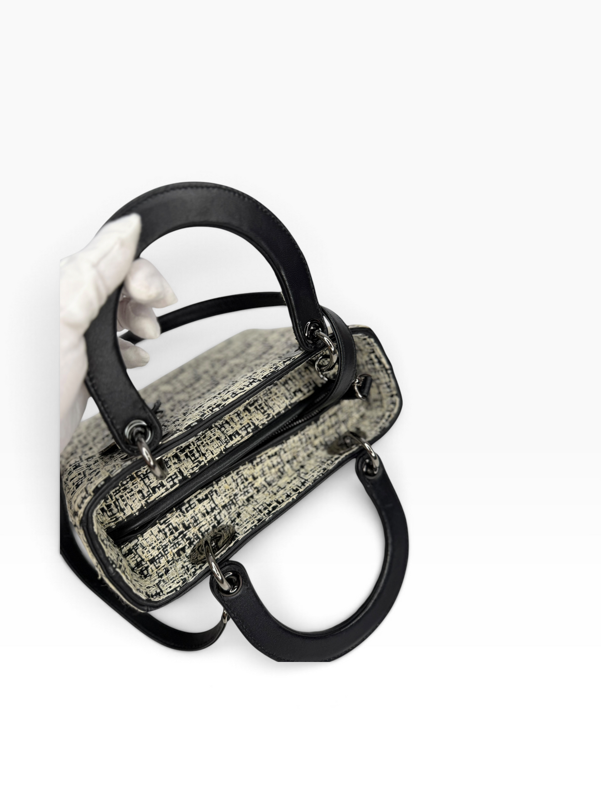 Dior Black/White Tweed Lady Medium T8776