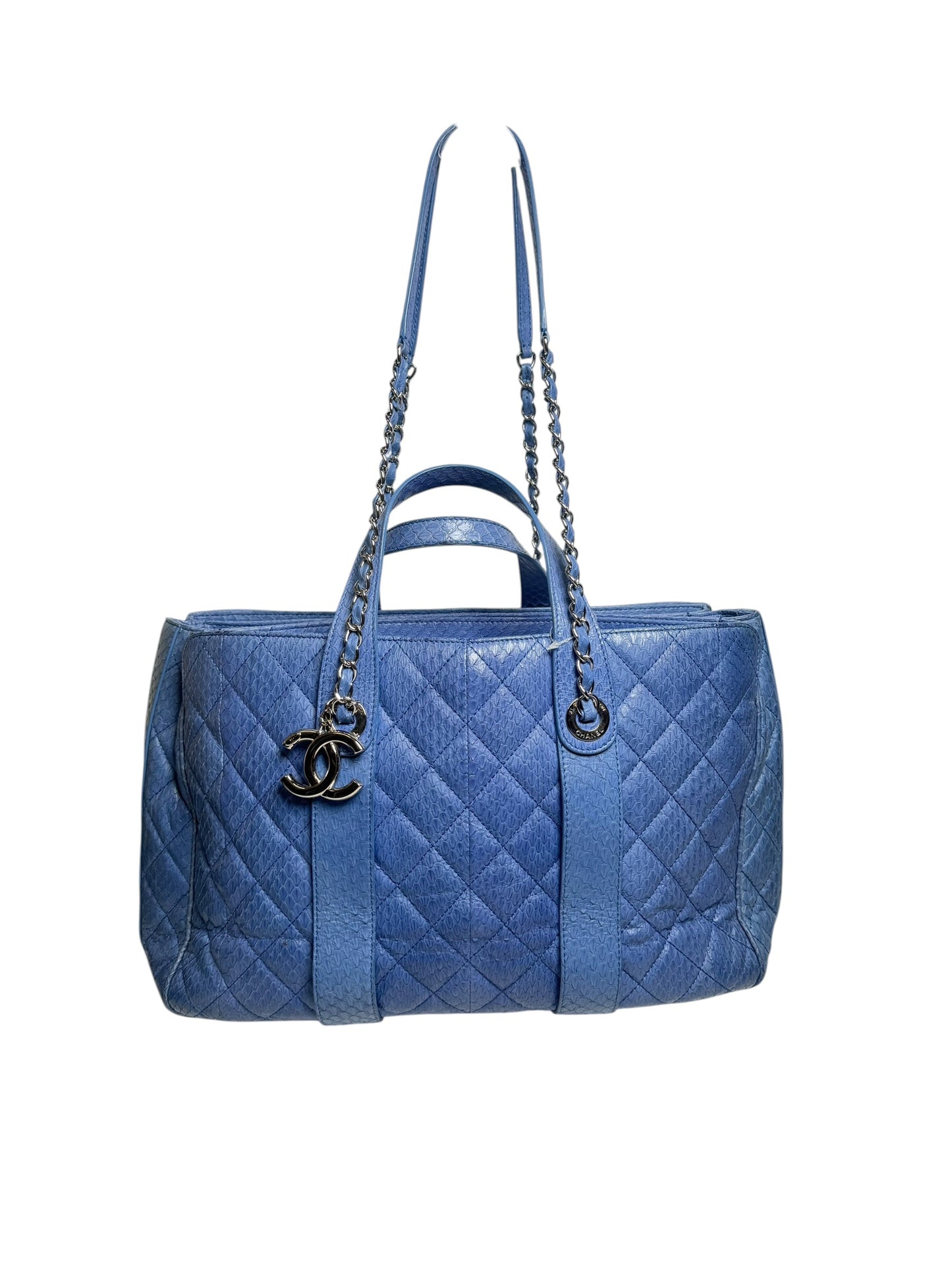 Chanel Blue Quilted Python Leather Portobello Tote Bag T1034
