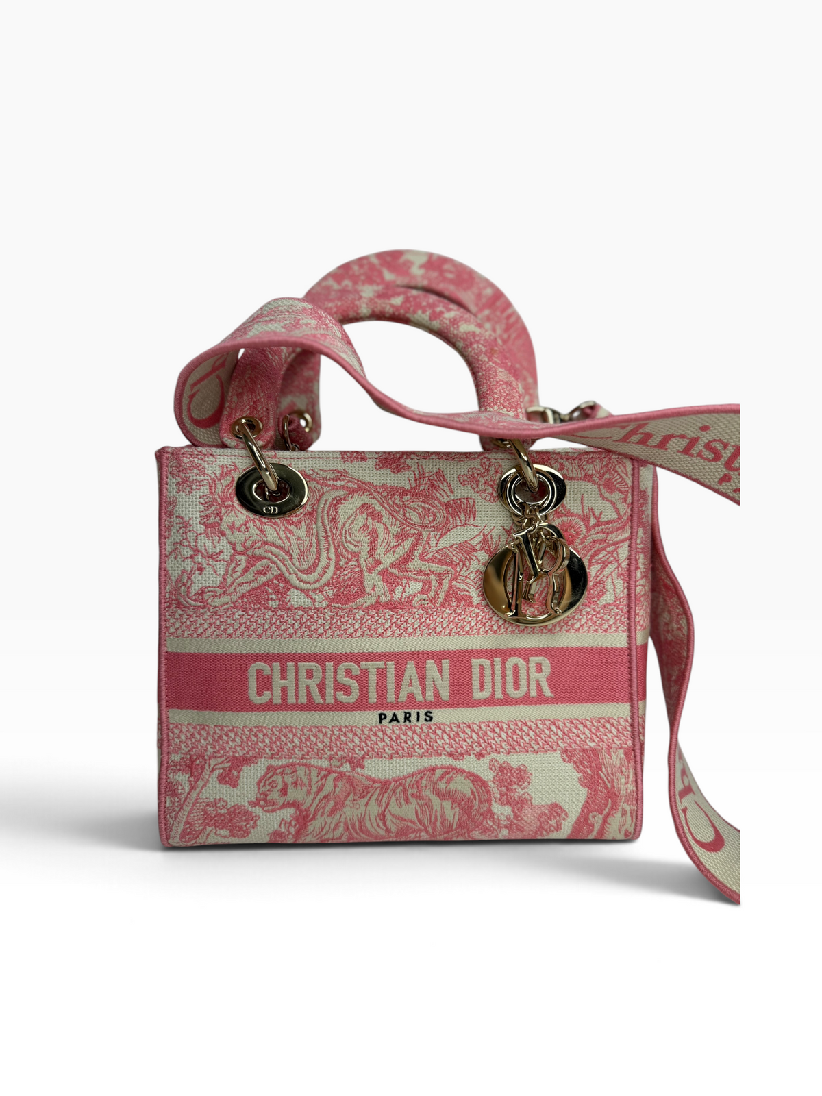 Dior pink canvas medium lady ghw t8788