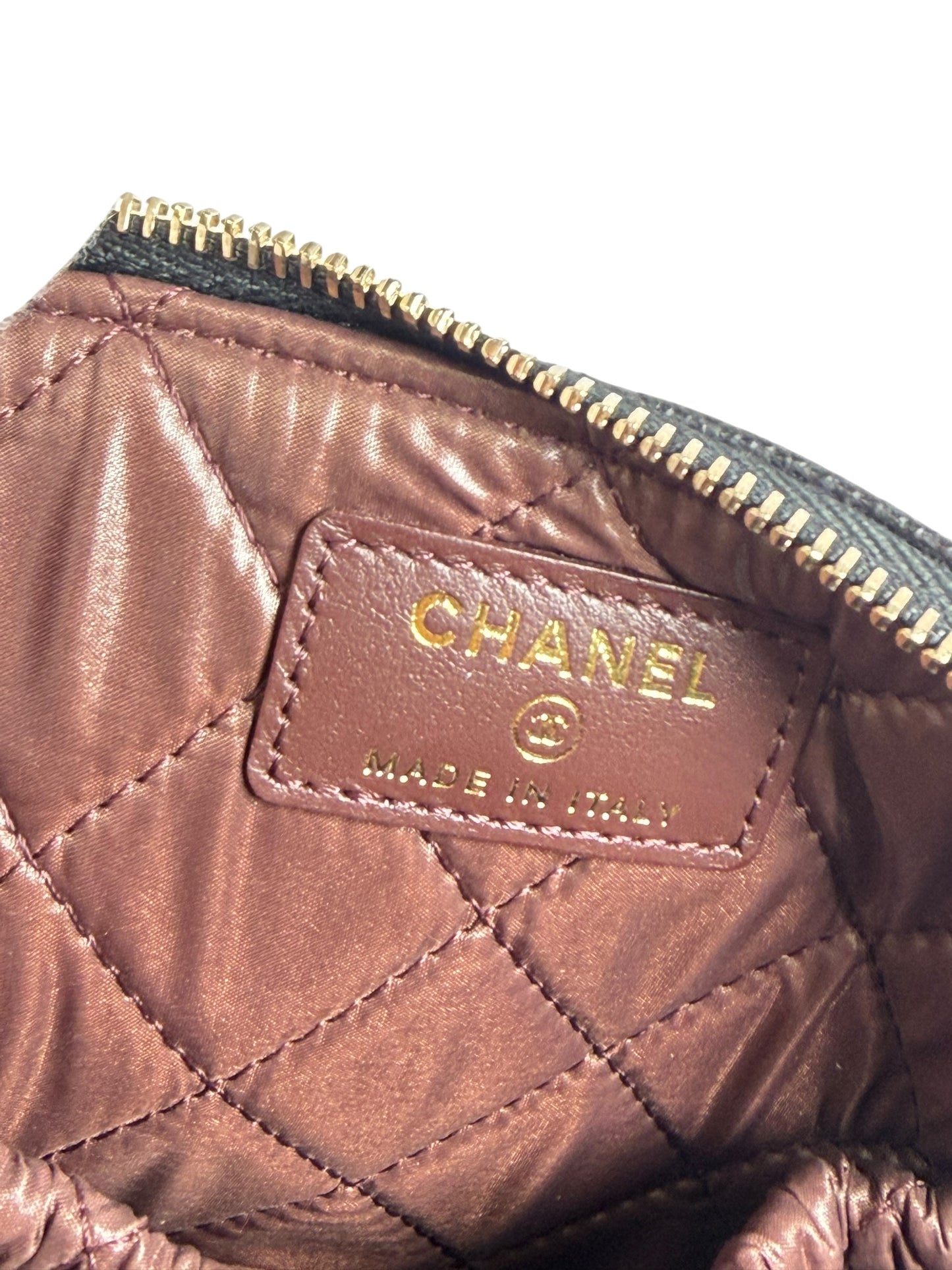 Chanel Quilted Caviar Cosmetic Pouch Black Large T8718