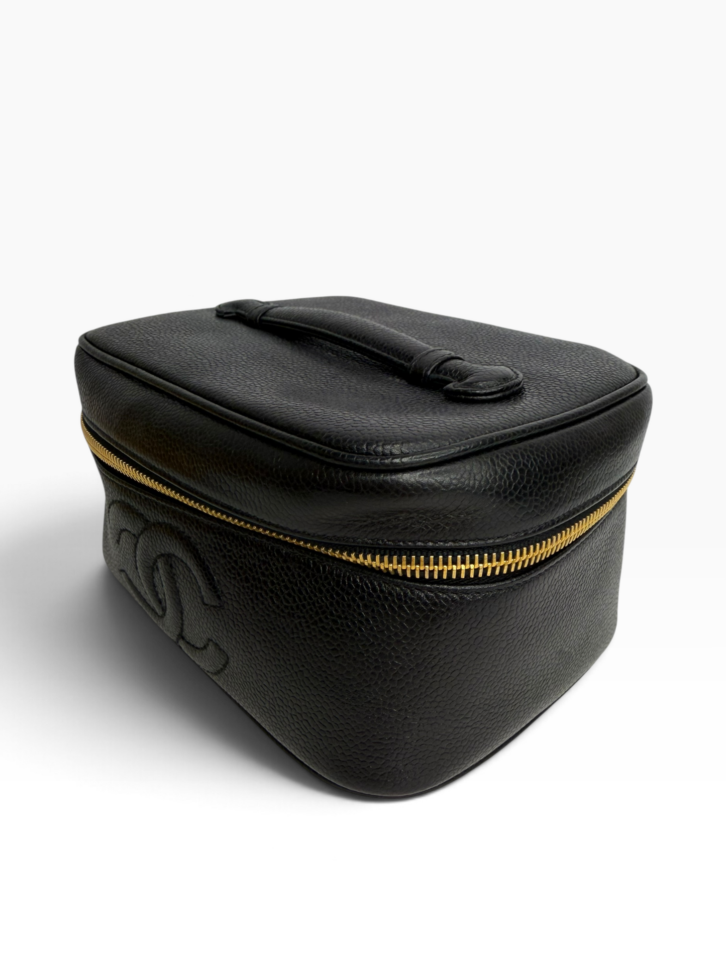 Chanel Caviar Black Top Handle Cosmetic T8865