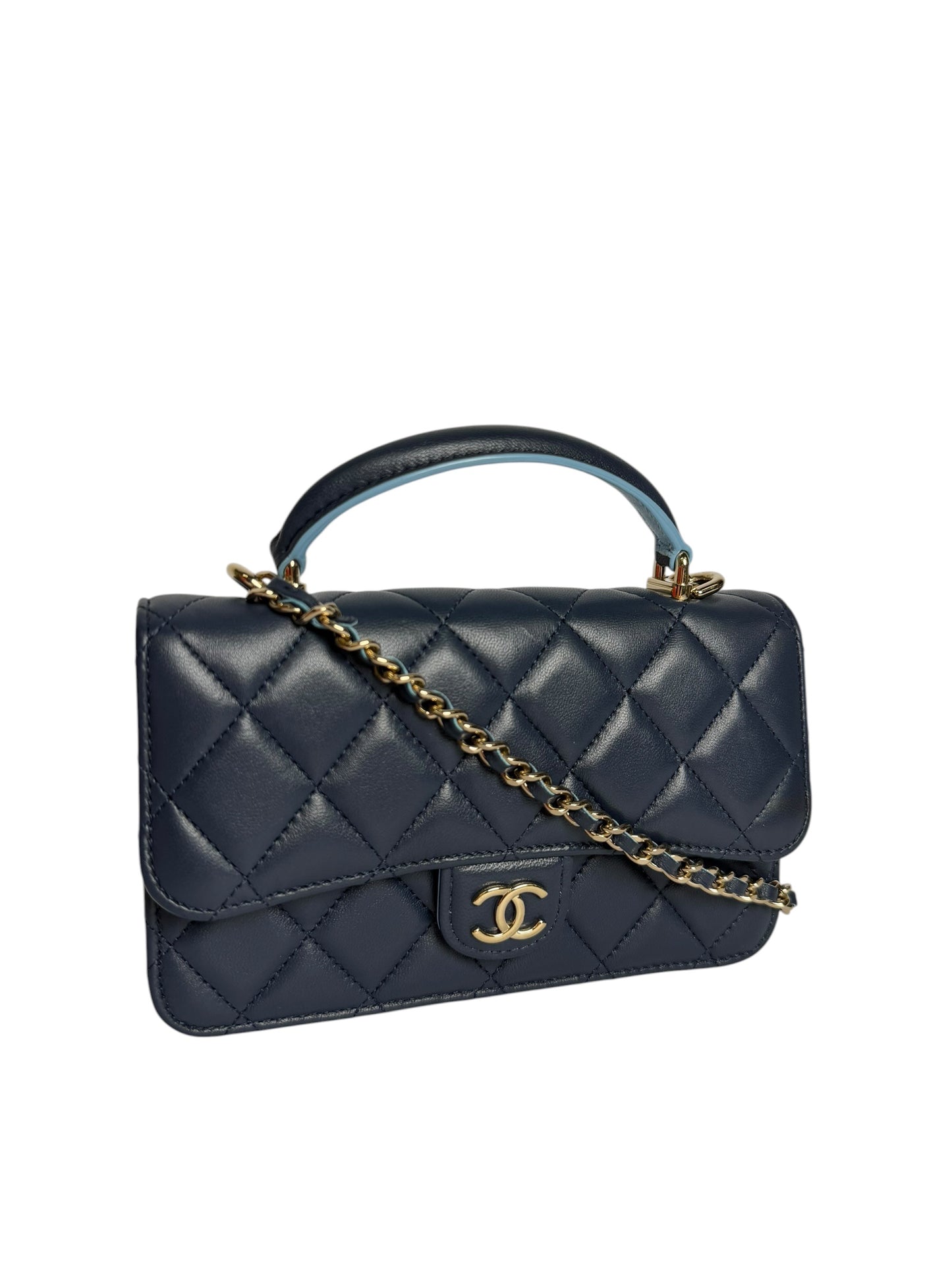 Chanel Top Handle Navy WOC Flap