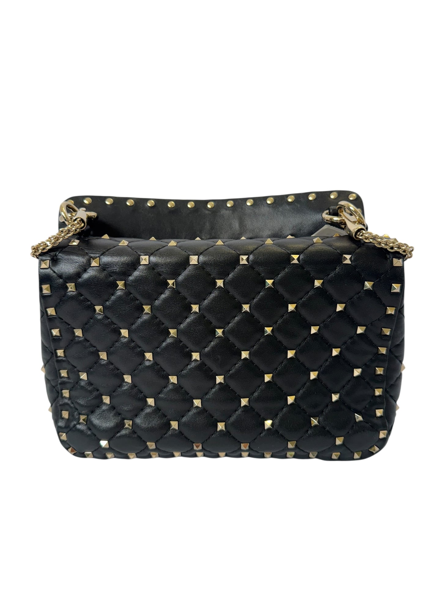 Valentino logo black rock studs medium flap
