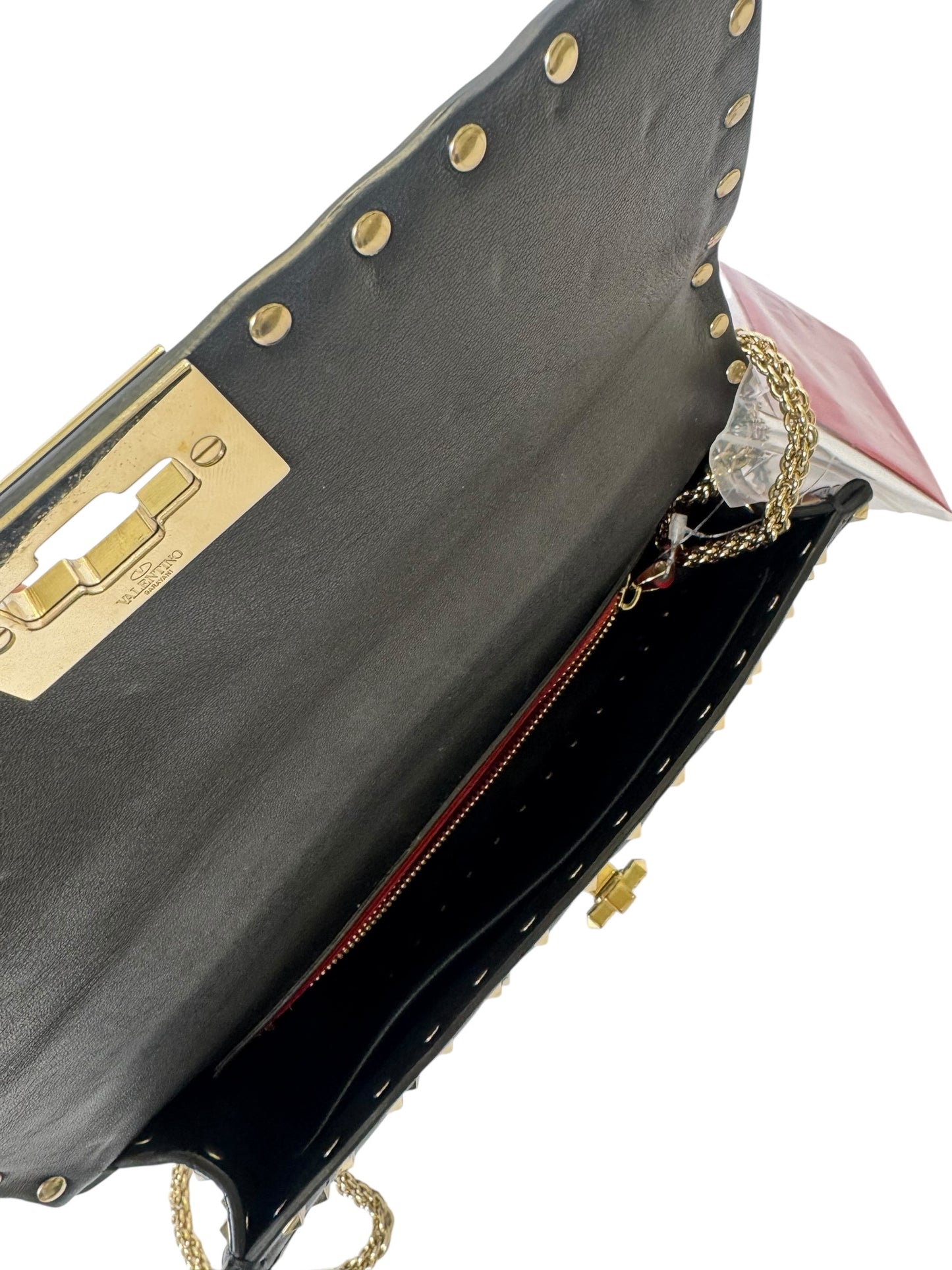 Valentino logo black rock studs medium flap
