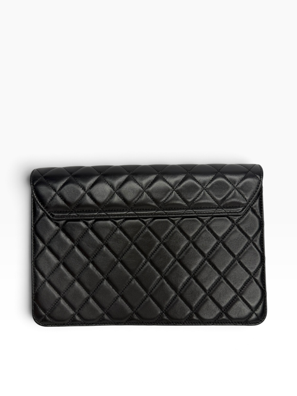 Chanel Double Flap Clutch Black SHW T8844
