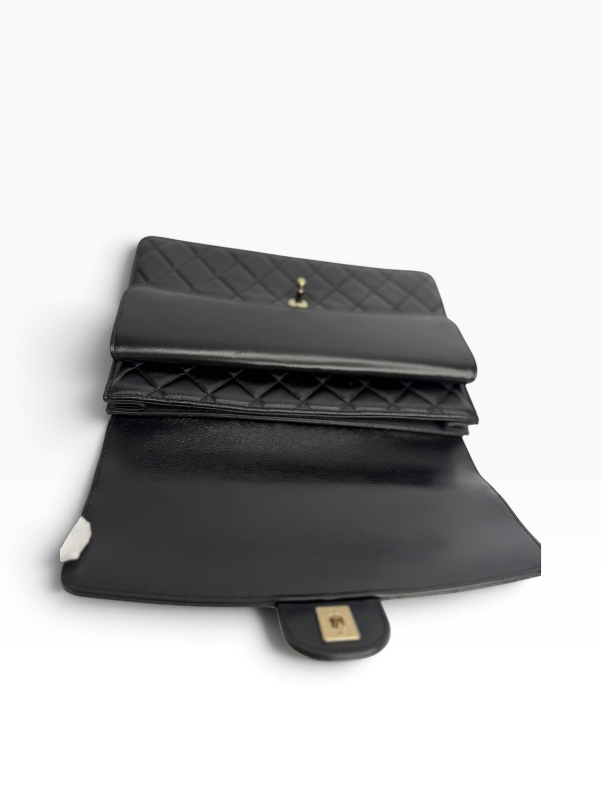 Chanel Double Flap Clutch Black SHW T8844