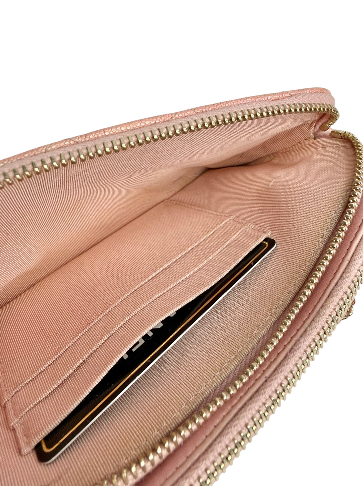 Chanel Small Iridescent Pink Double Zip Clutch With Chain T9156