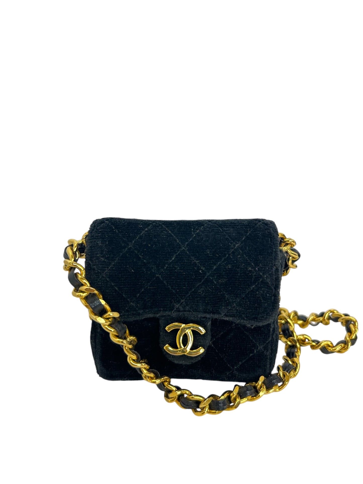 Chanel Black Velvet Micro Flap T6990