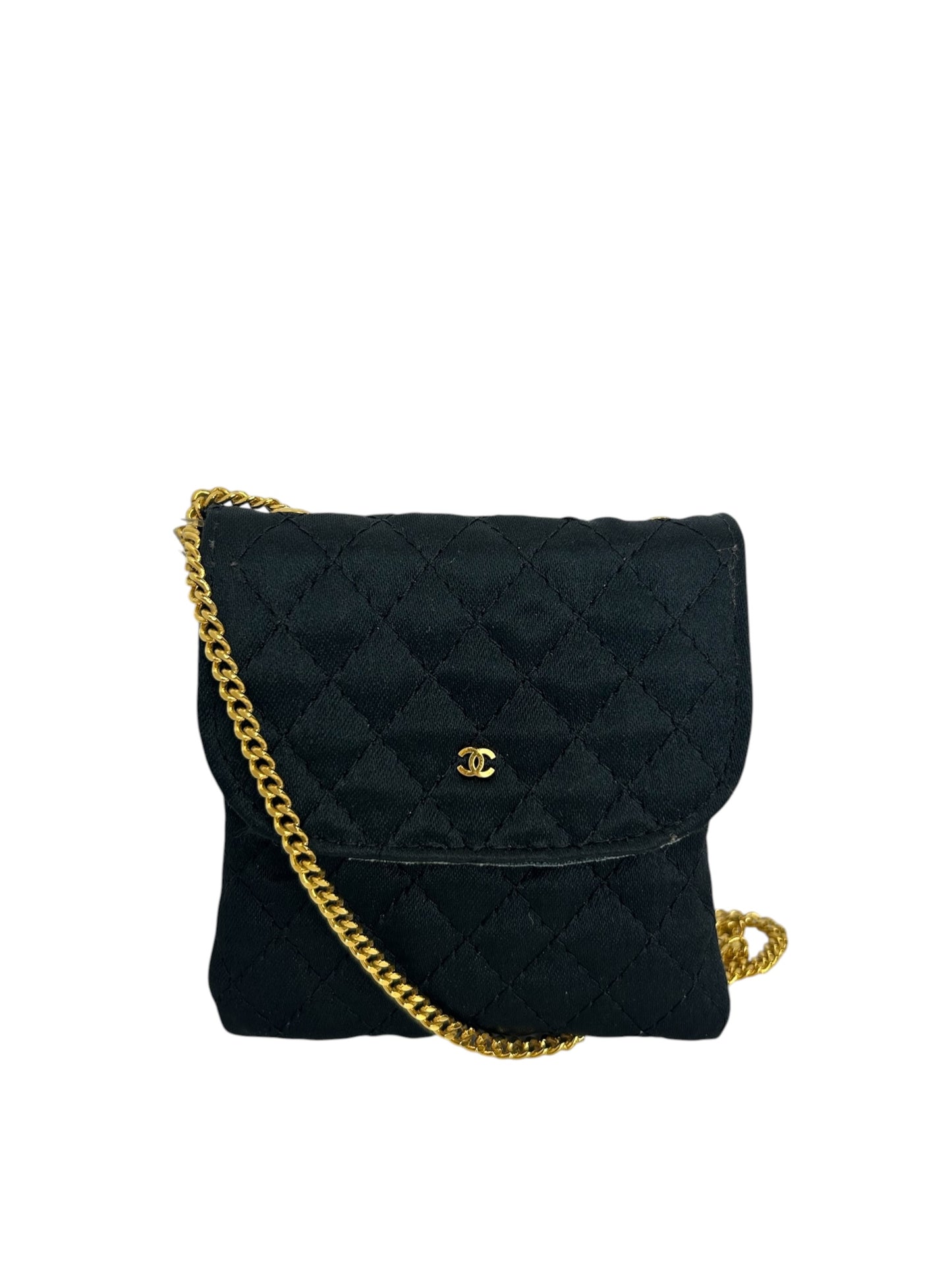 Chanel Black Satin Micro Shoulder Pouch T7000