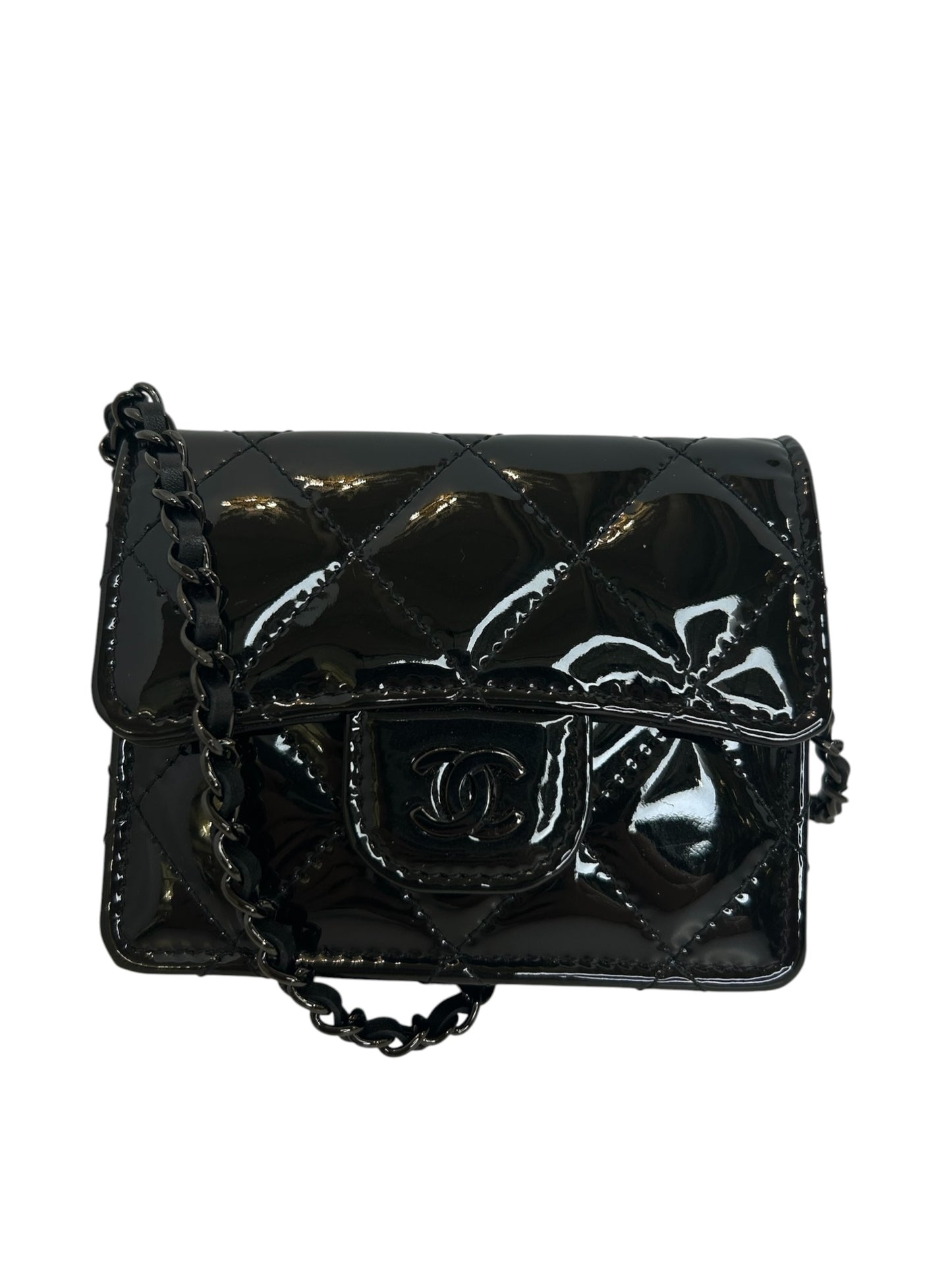 Chanel So Black Patent Micro Case Crossbody T7677