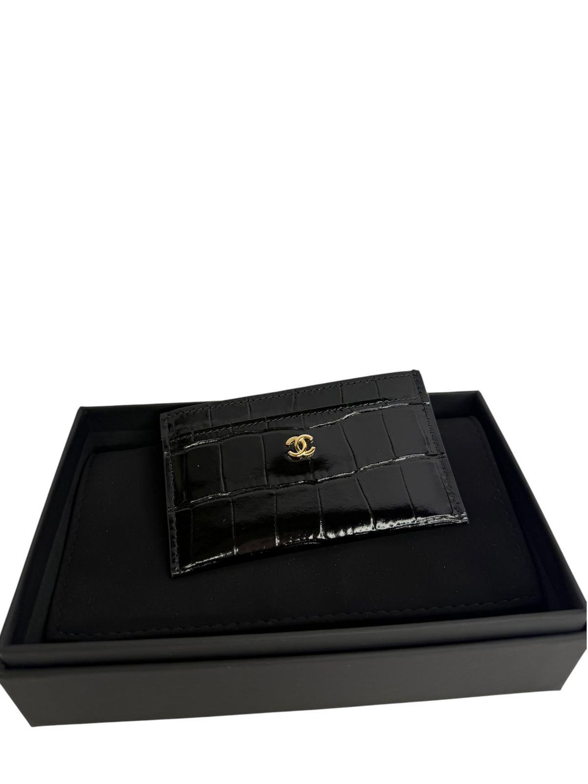 Chanel Black Crocodile Empreinte Cardholder T9112