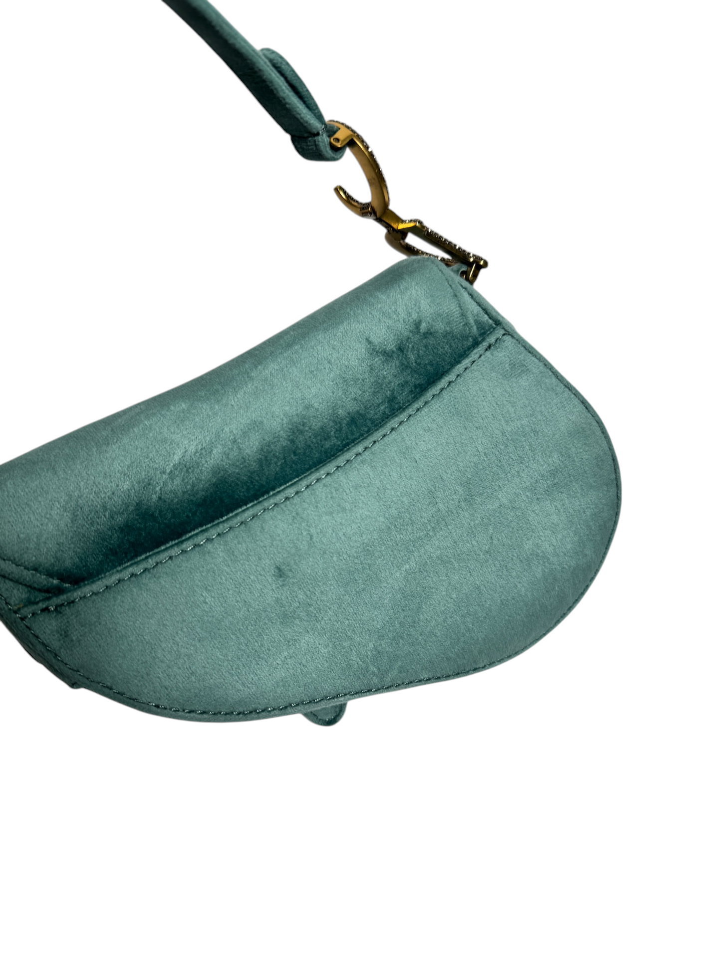 Christian Dior Velvet Blue Small Saddle GHW