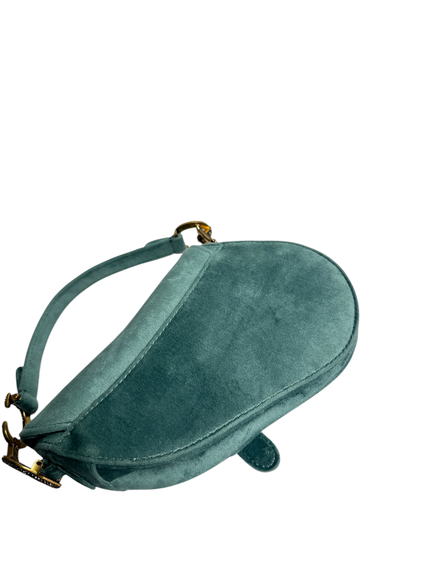 Christian Dior Velvet Blue Small Saddle GHW