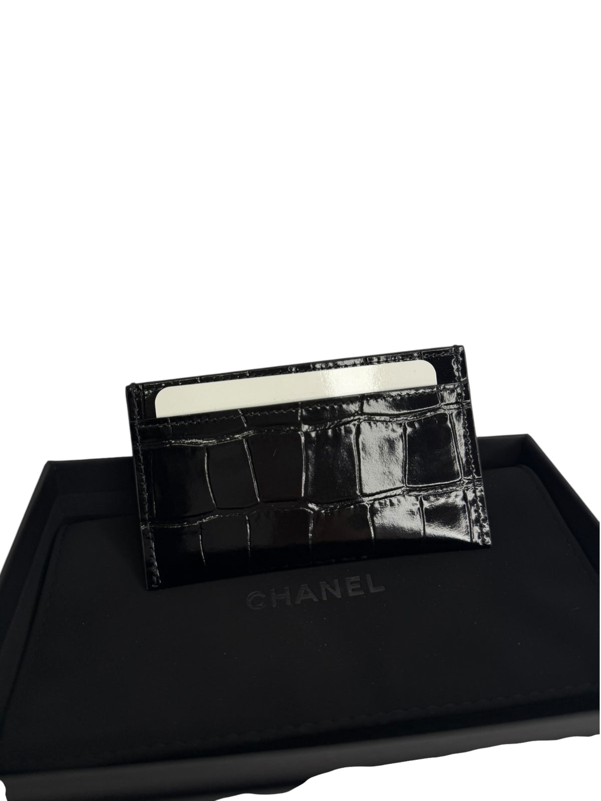 Chanel Black Crocodile Empreinte Cardholder T9112