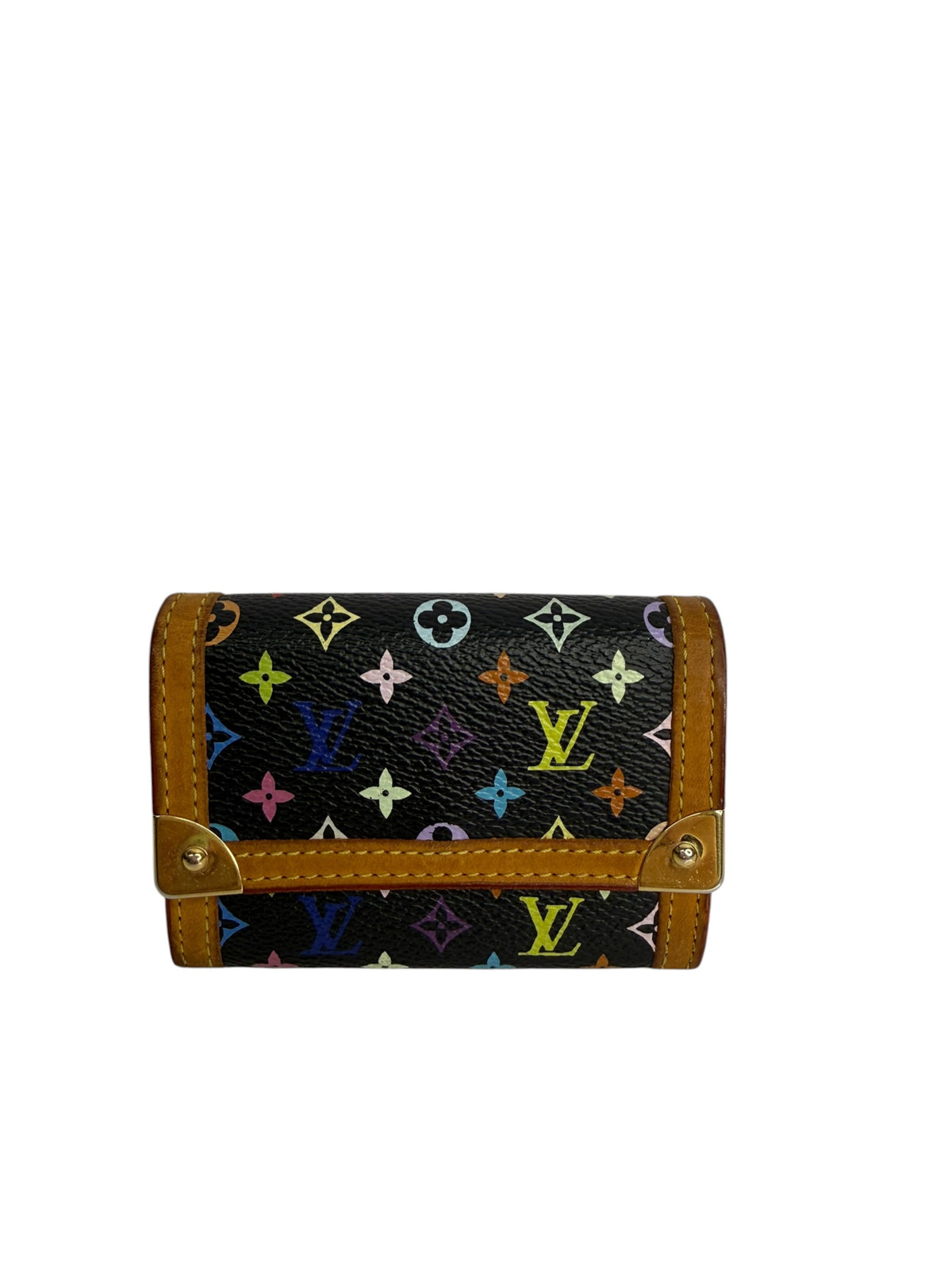 Louis Vuitton Murakami Multicolor Monogram Porte-Monnaie Coin Purse Black T9097