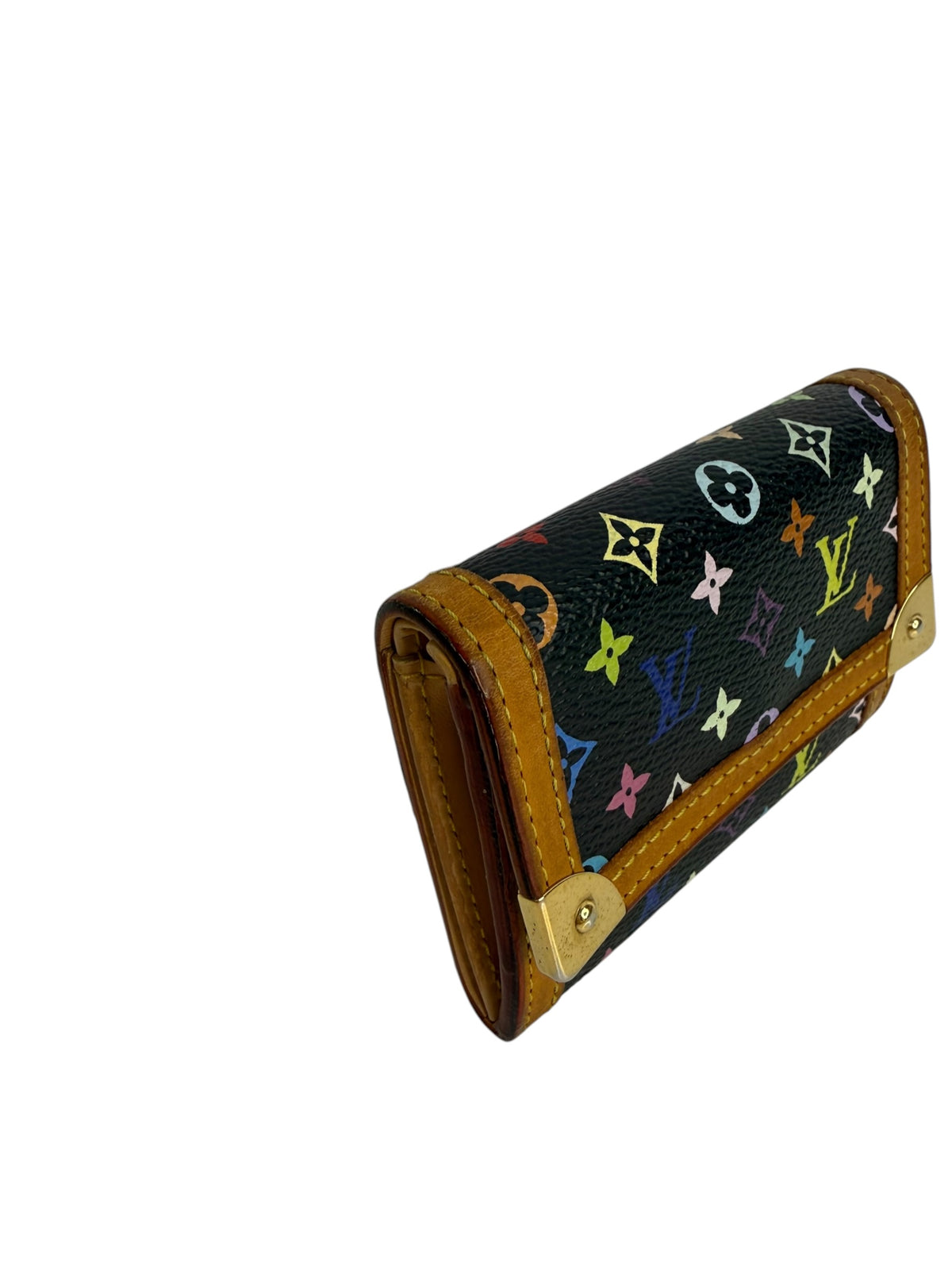 Louis Vuitton Murakami Multicolor Monogram Porte-Monnaie Coin Purse Black T9097