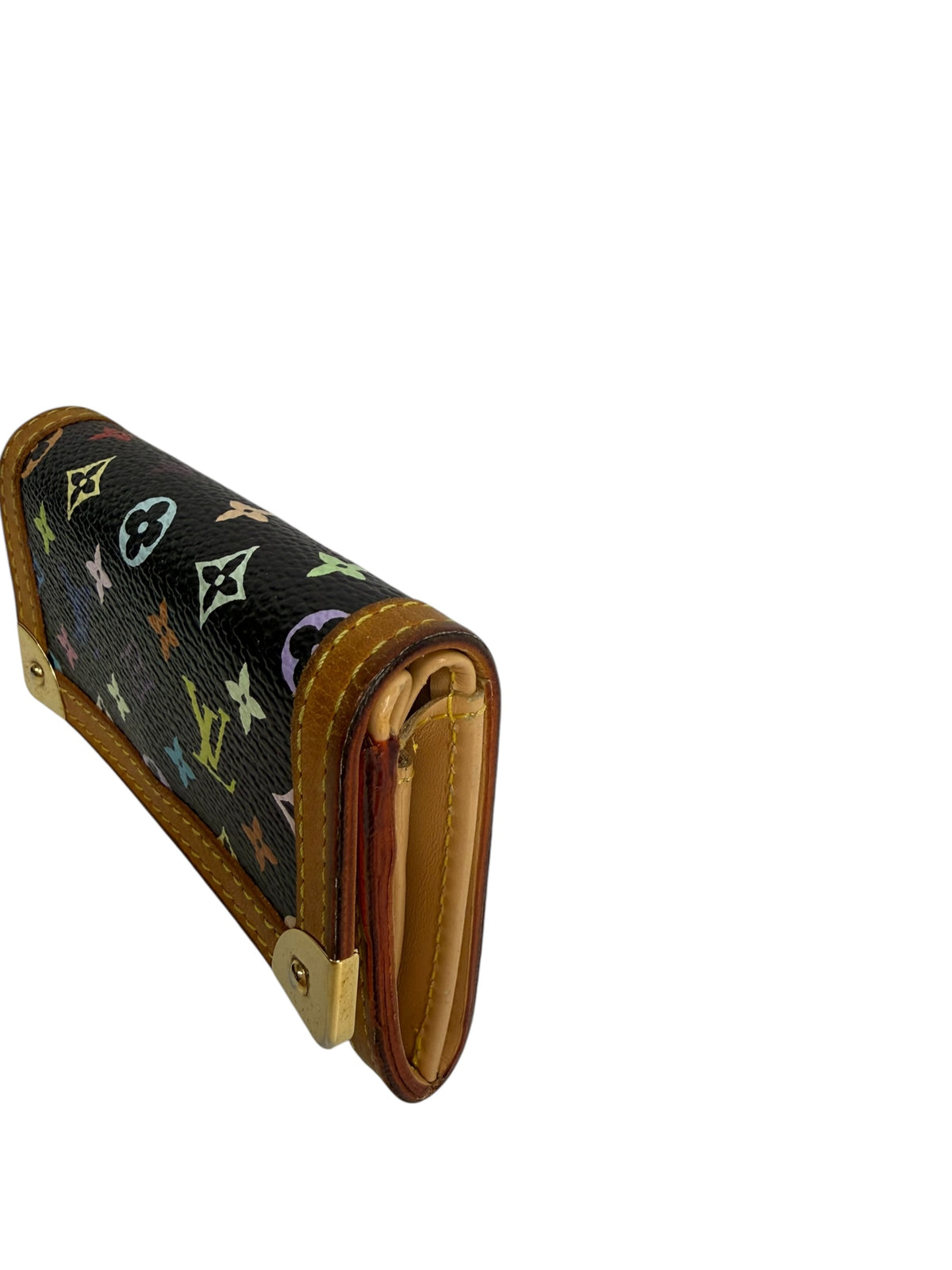 Louis Vuitton Murakami Multicolor Monogram Porte-Monnaie Coin Purse Black T9097
